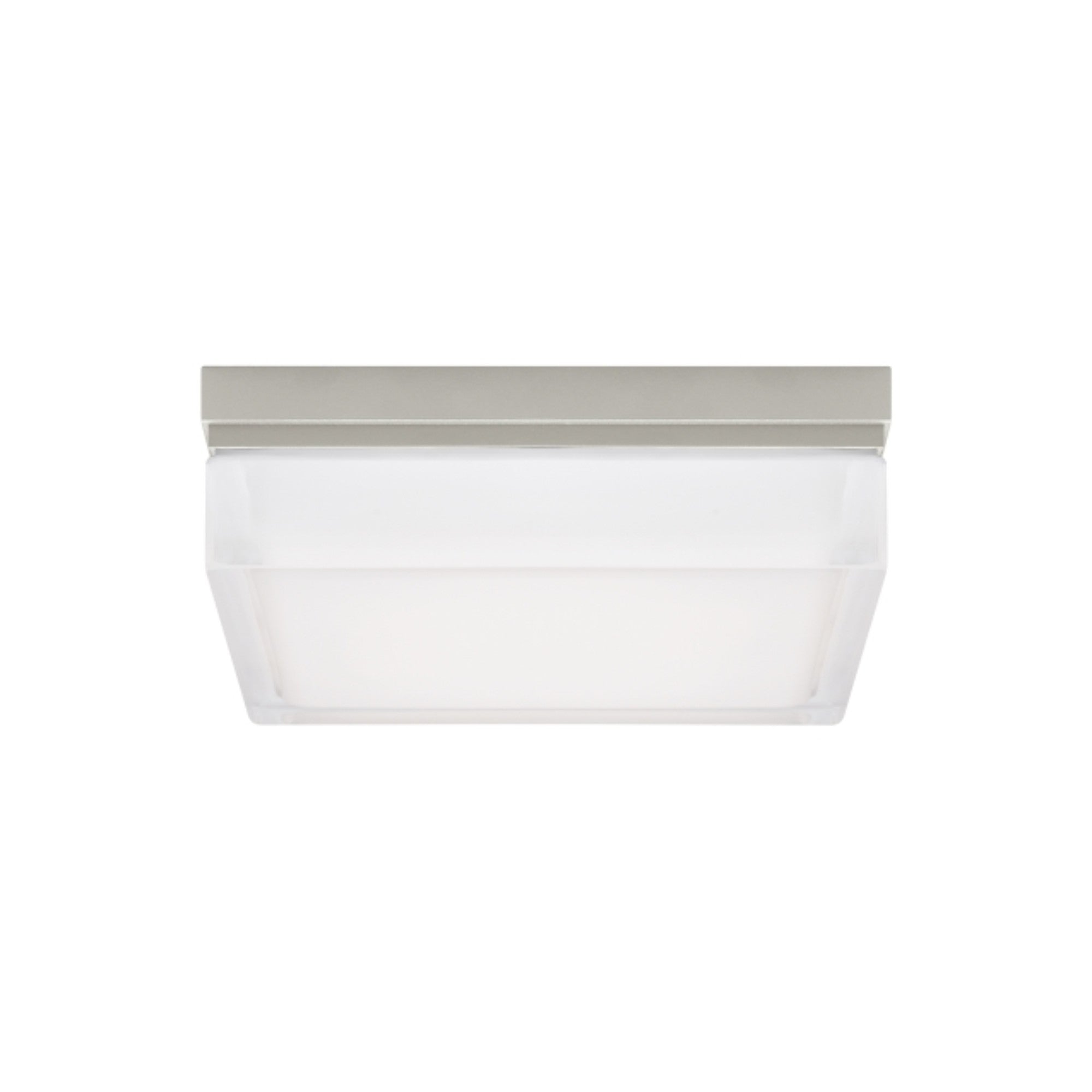 Boxie 9" LED Flush Mount, Satin Nickel Finish, 3000K - Bees Lighting