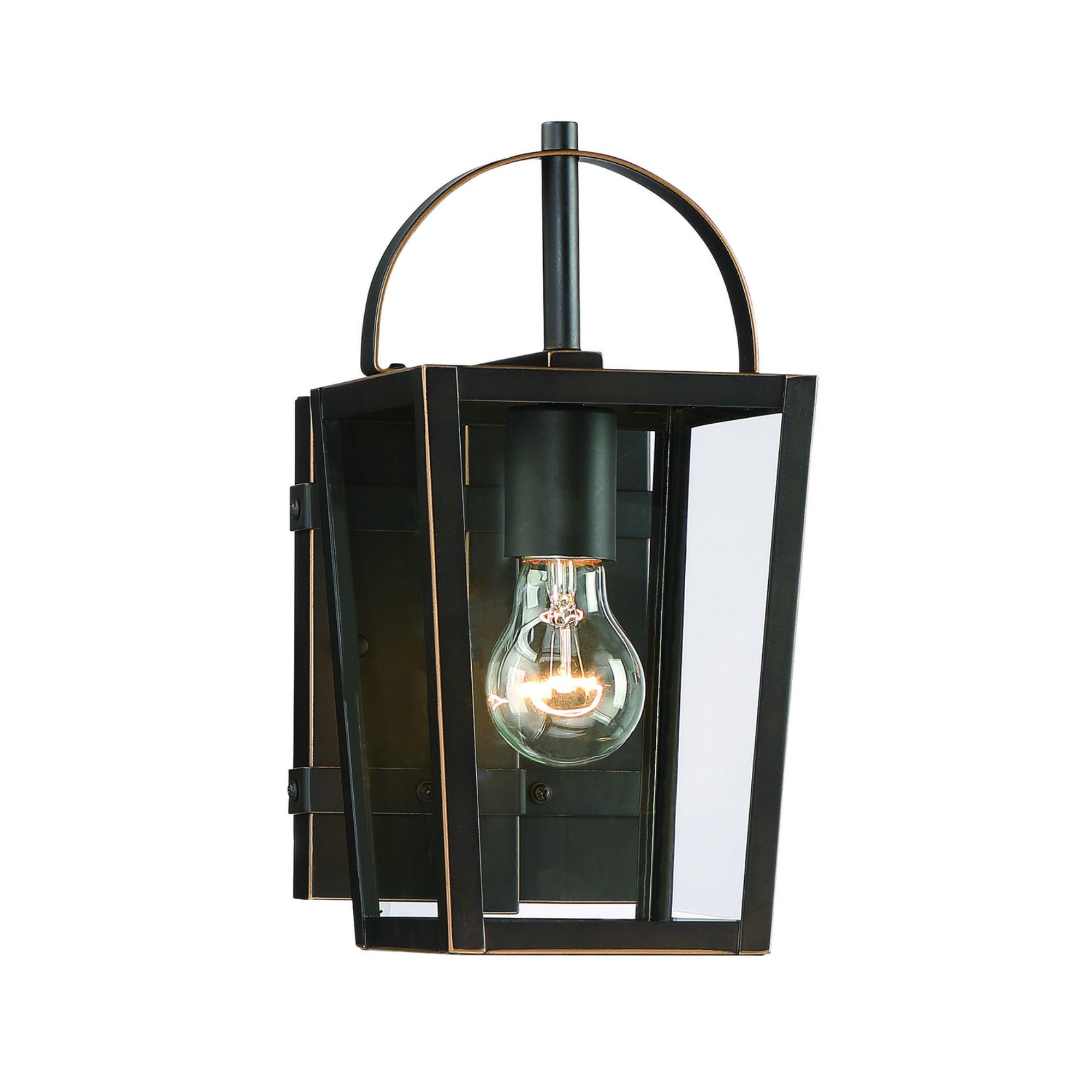 Rangeline 11" Outdoor Wall Lantern, Oil Rubbed Bronze & Gold Highlights - Bees Lighting
