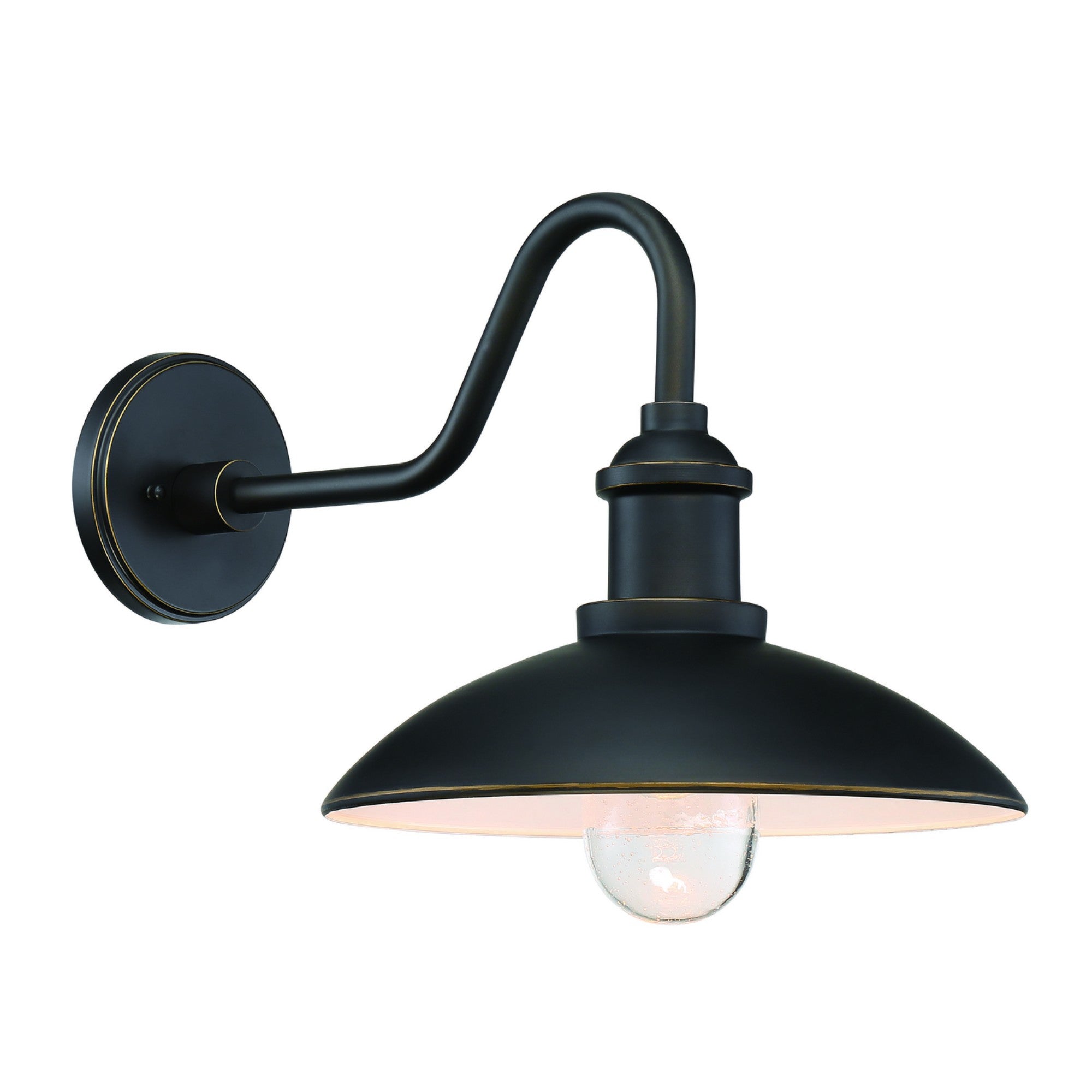 RLM 14" Outdoor Shade with Clear Seeded Glass, Oil Rubbed Bronze & Gold Highlights - Bees Lighting