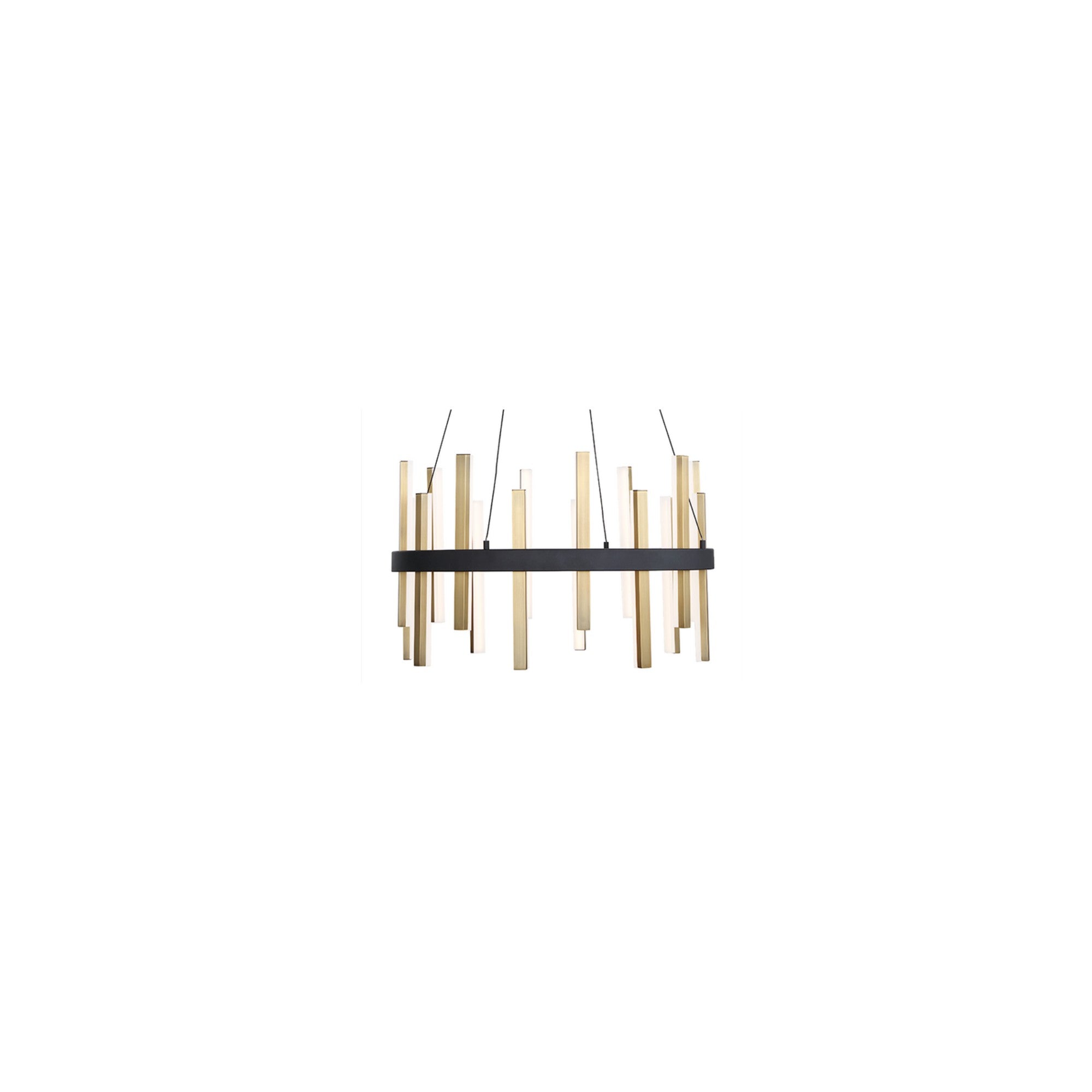Harmonix 24" LED Chandelier, Black & Aged Brass Finish - Bees Lighting