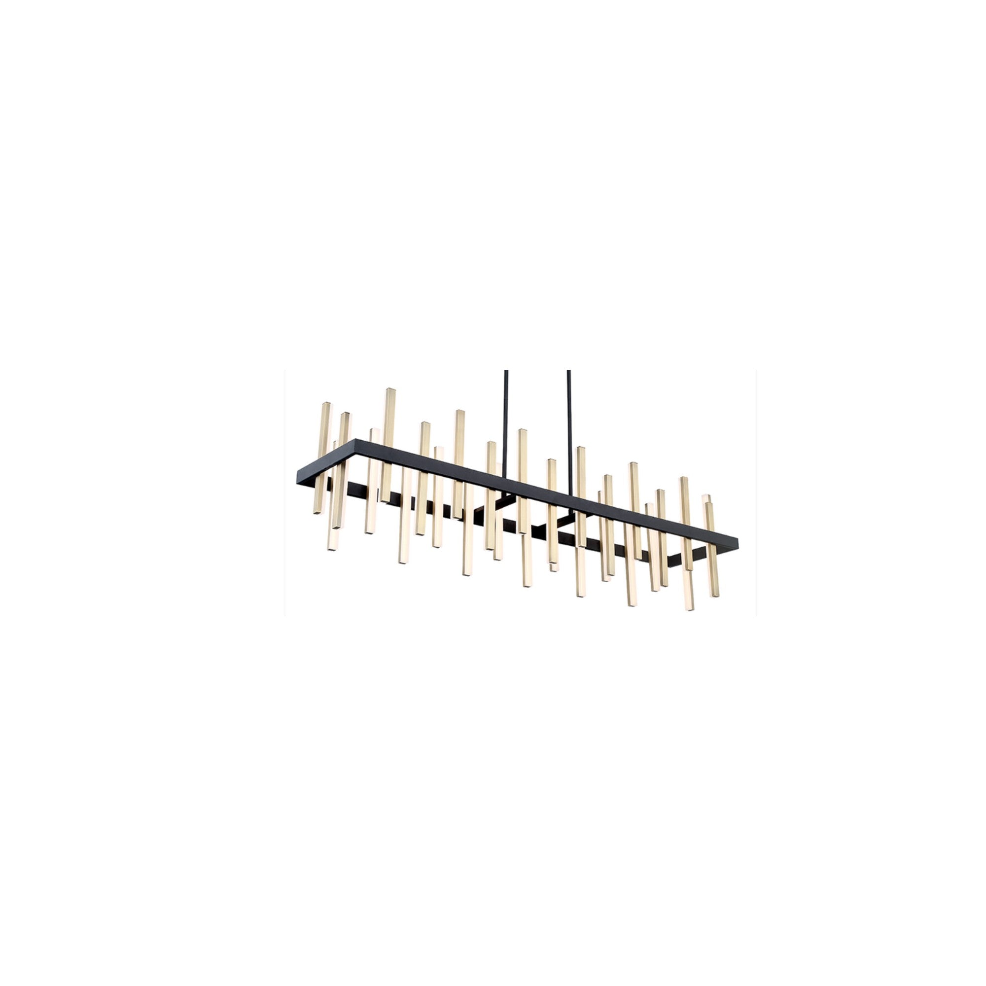 Harmonix 56" LED Linear Pendant, Black & Aged Brass Finish - Bees Lighting