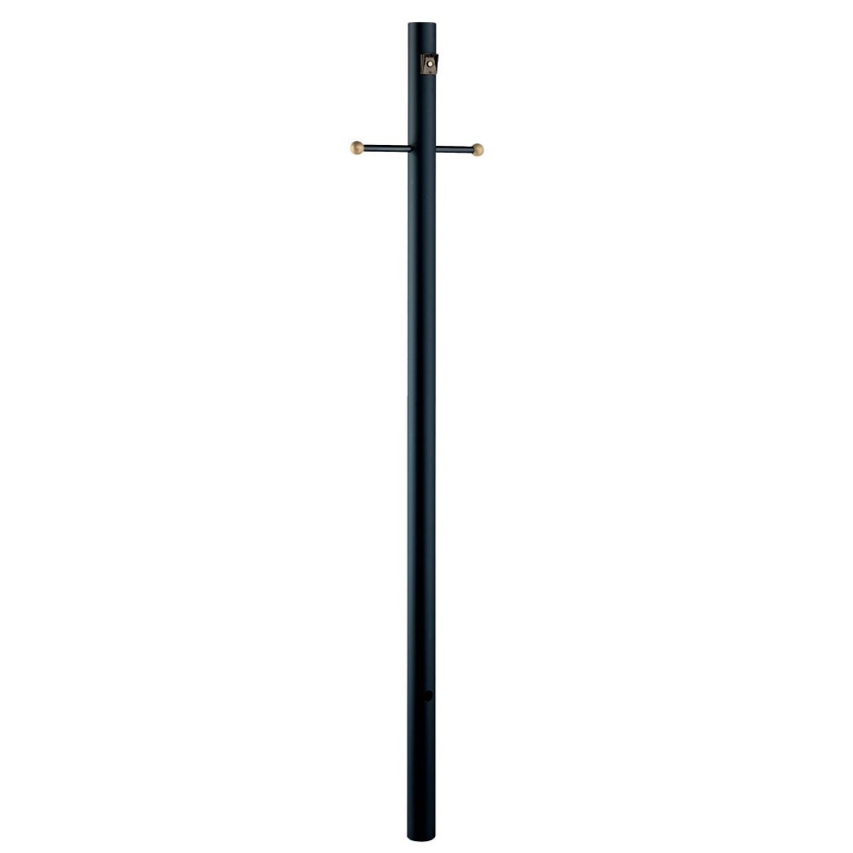 7 Ft Round Aluminum Direct Burial Pole with Photocell and Ladder Rest3 In. Shaft Matte Black Finish