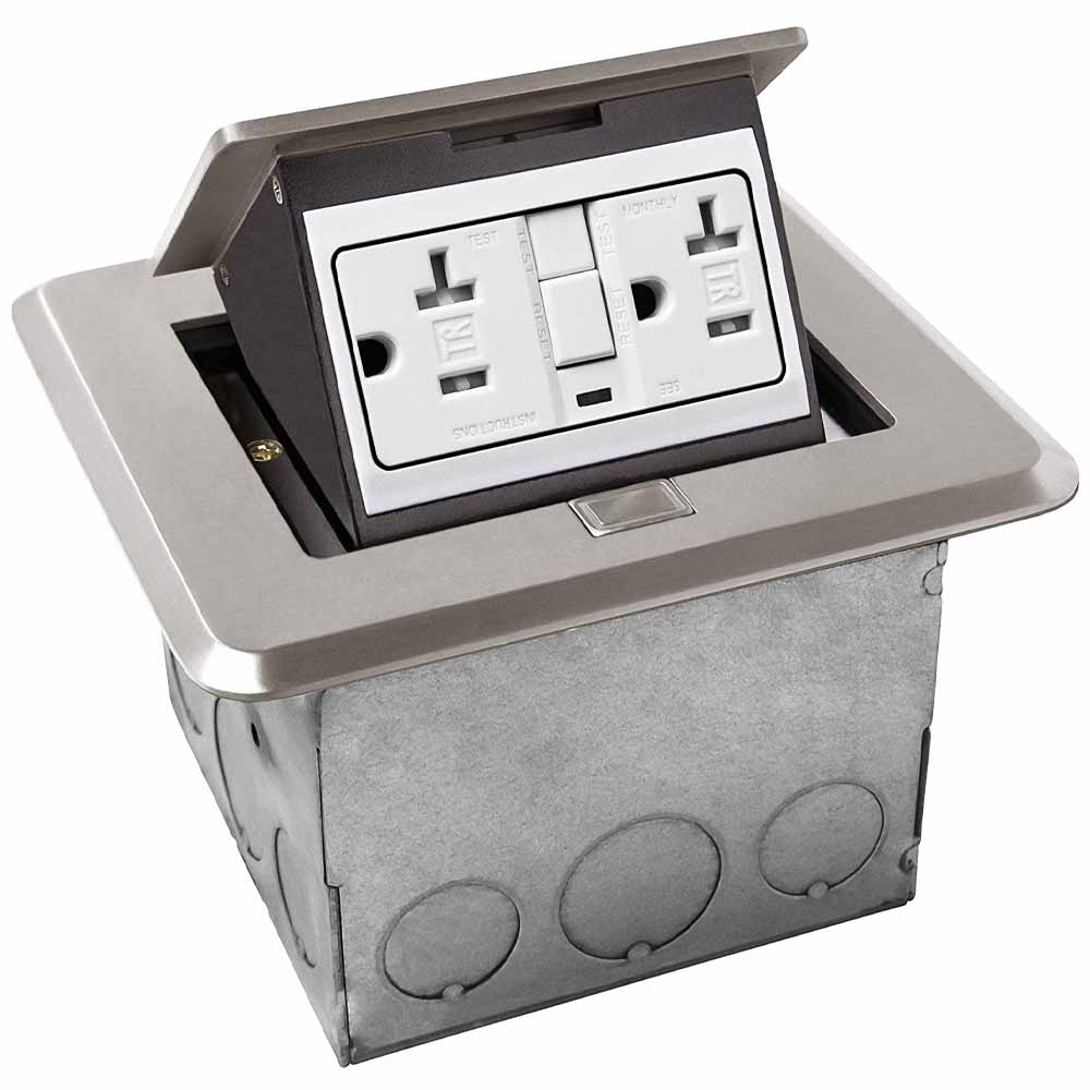 Square Floor Outlet Box 20 Amp GFCI Outlet - Bees Lighting
