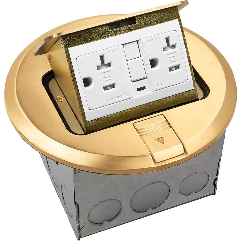 Round Floor Outlet Box 20 Amp GFCI Outlet