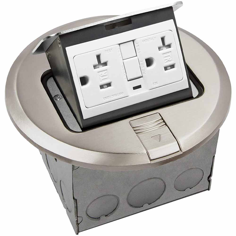 Round Floor Outlet Box 20 Amp GFCI Outlet - Bees Lighting