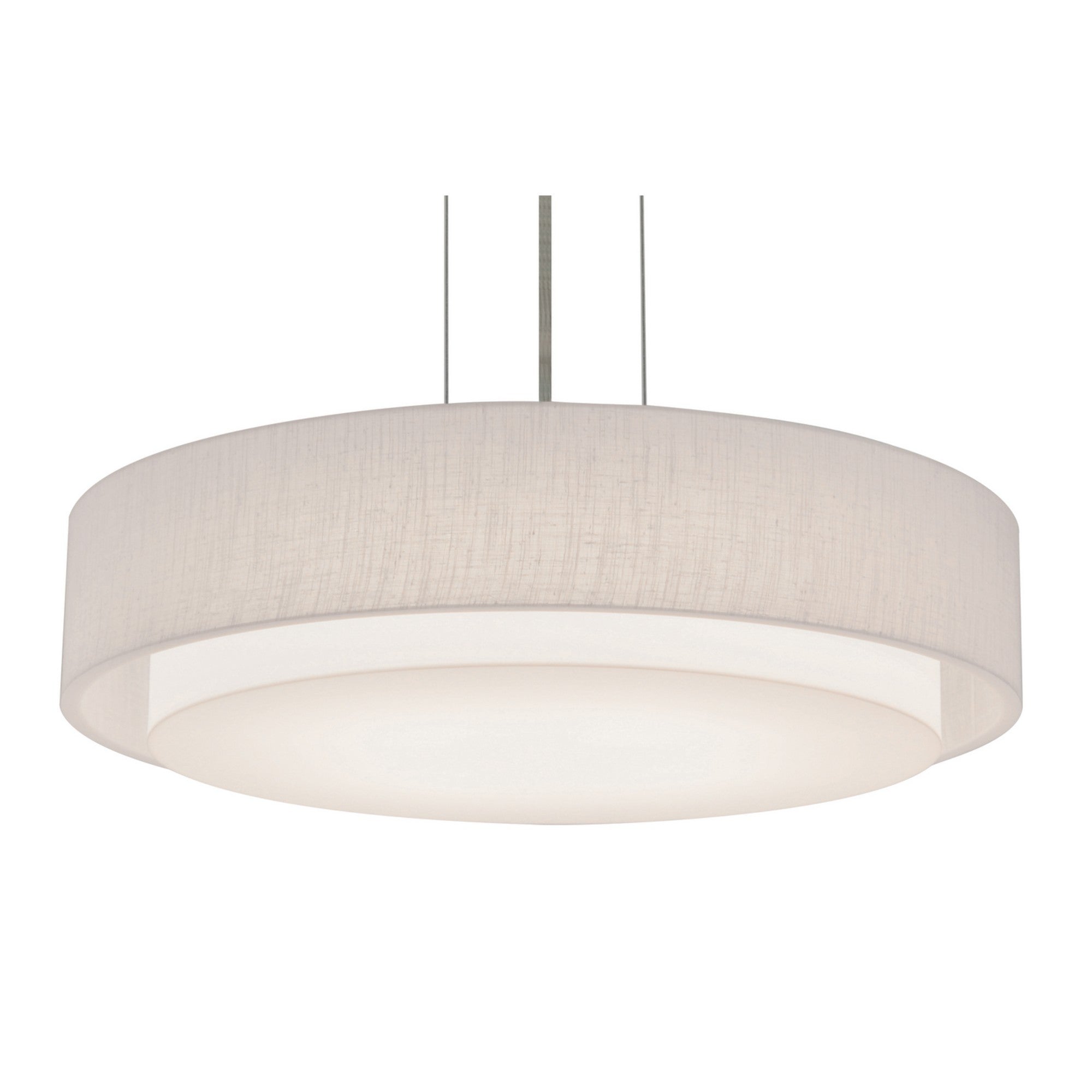 Sanibel 23" LED Pendant, Satin Nickel & Linen White Shade - Bees Lighting