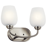 Valserrano 15" 2-Light Bath Vanity Light, Brushed Nickel Finish, Satin Etched Glass - Bees Lighting
