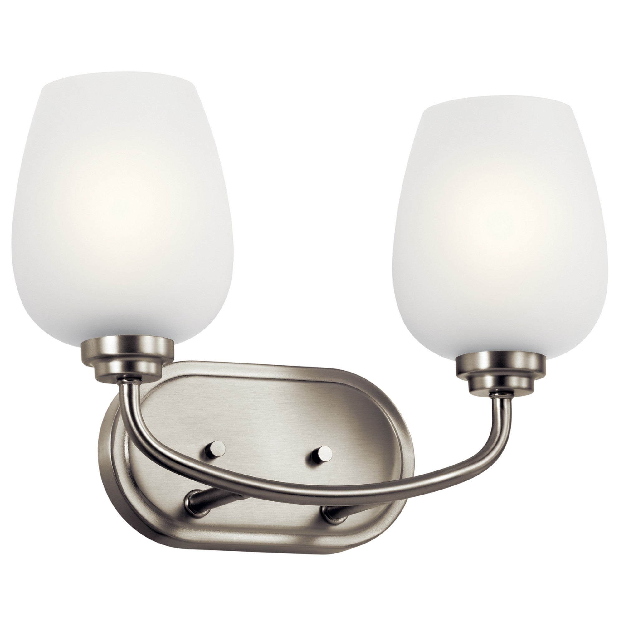 Valserrano 15" 2-Light Bath Vanity Light, Brushed Nickel Finish, Satin Etched Glass - Bees Lighting