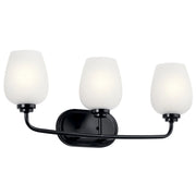 Valserrano 24" 3-Light Bath Vanity Light, Black Finish, Satin Etched Glass - Bees Lighting