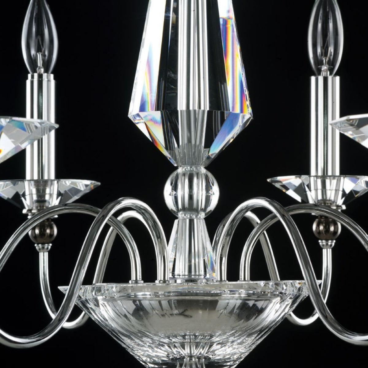 Jasmine 6 Light Silver Chandelier with Clear Optic Crystals