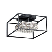 Zephyr 16" LED Flush Mount, Black Finish with Rectangular Beveled Crystals - Bees Lighting