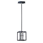 Zephyr 8" LED Mini Pendant, Black Finish with Rectangular Beveled Crystals - Bees Lighting