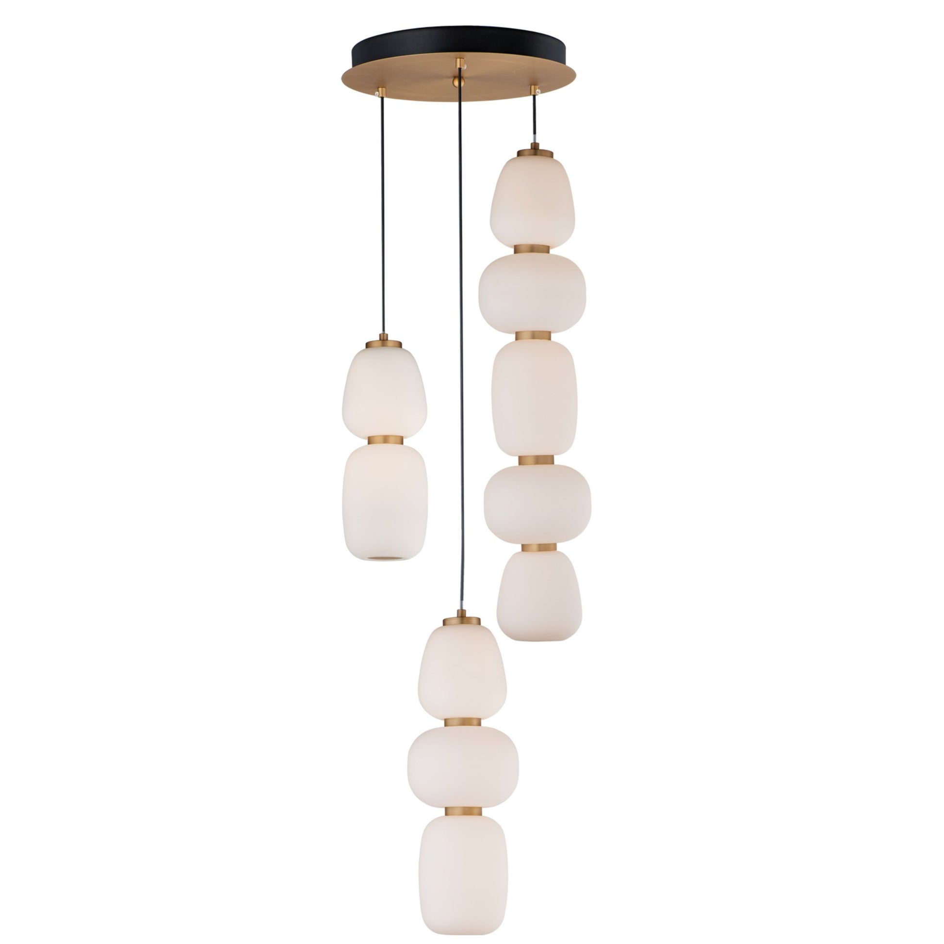 Soji 28" 3-Light LED Pendant, Black & Gold Finish - Bees Lighting