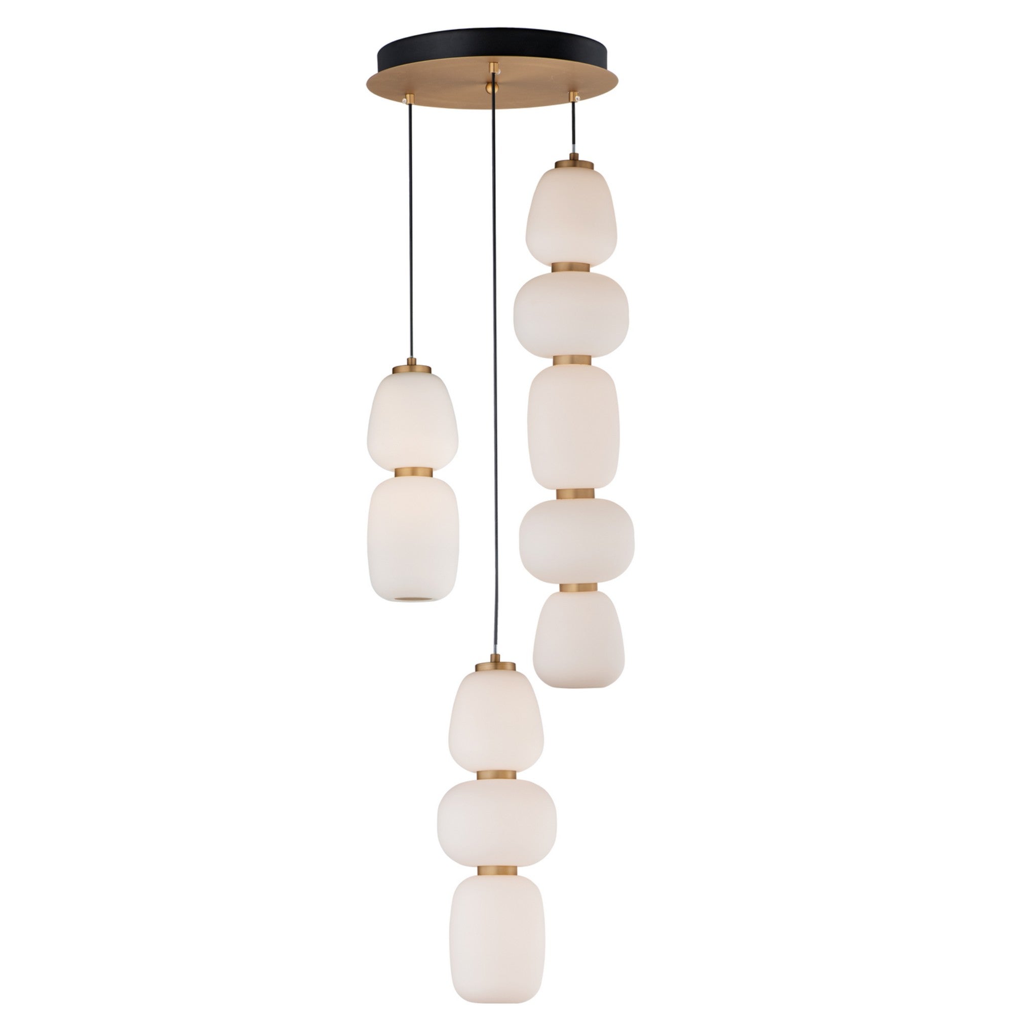 Soji 28" 3-Light LED Pendant, Black & Gold Finish - Bees Lighting