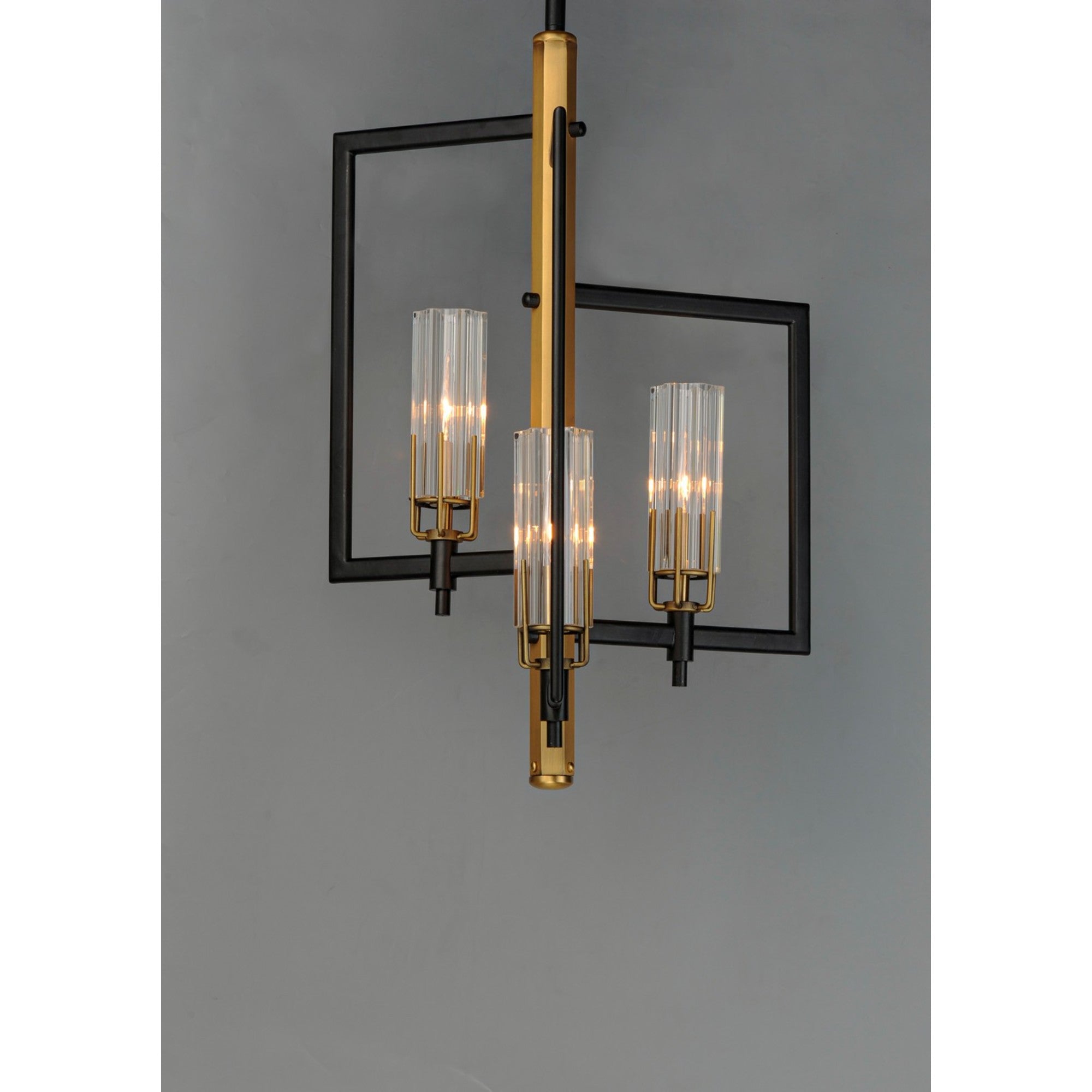 Flambeau 26" 3-Light Chandelier, Black & Antique Brass Finish - Bees Lighting