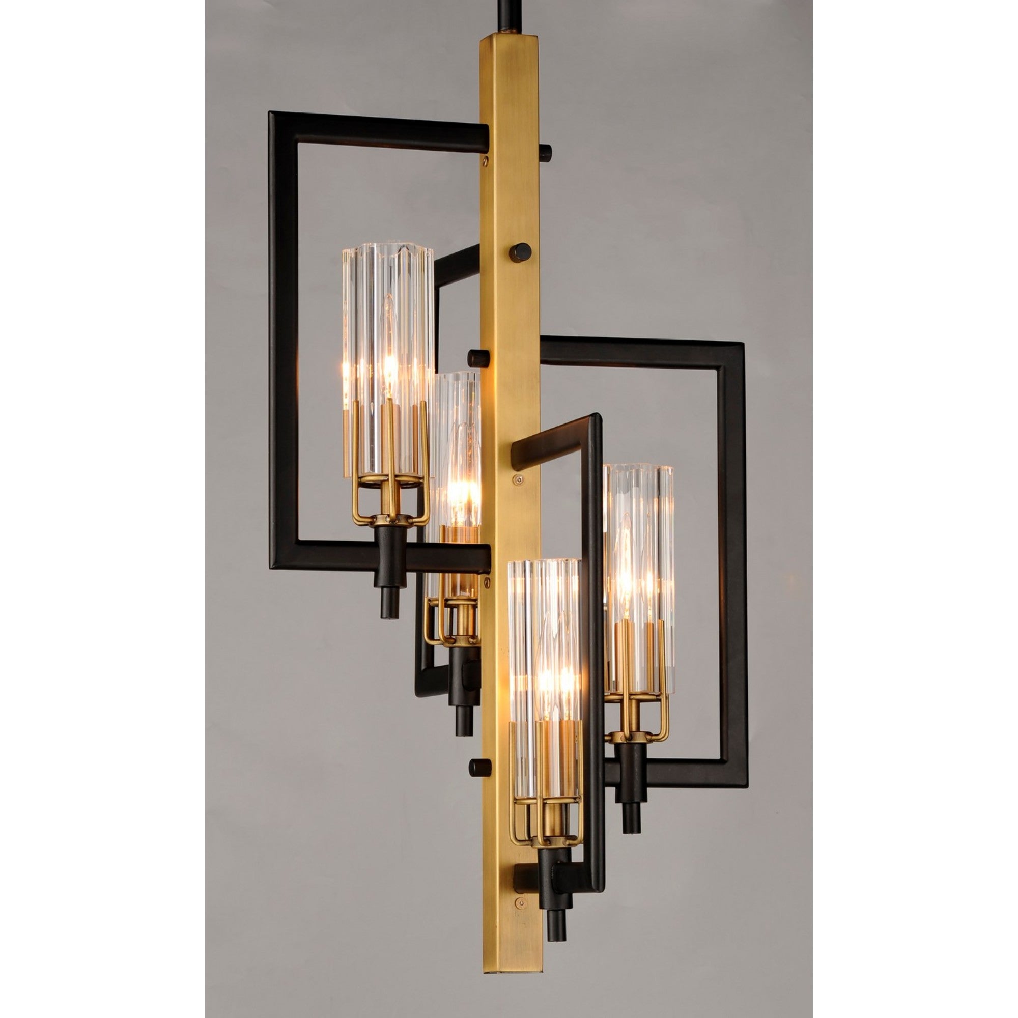 Flambeau 25" 4-Light Chandelier, Black & Antique Brass Finish - Bees Lighting