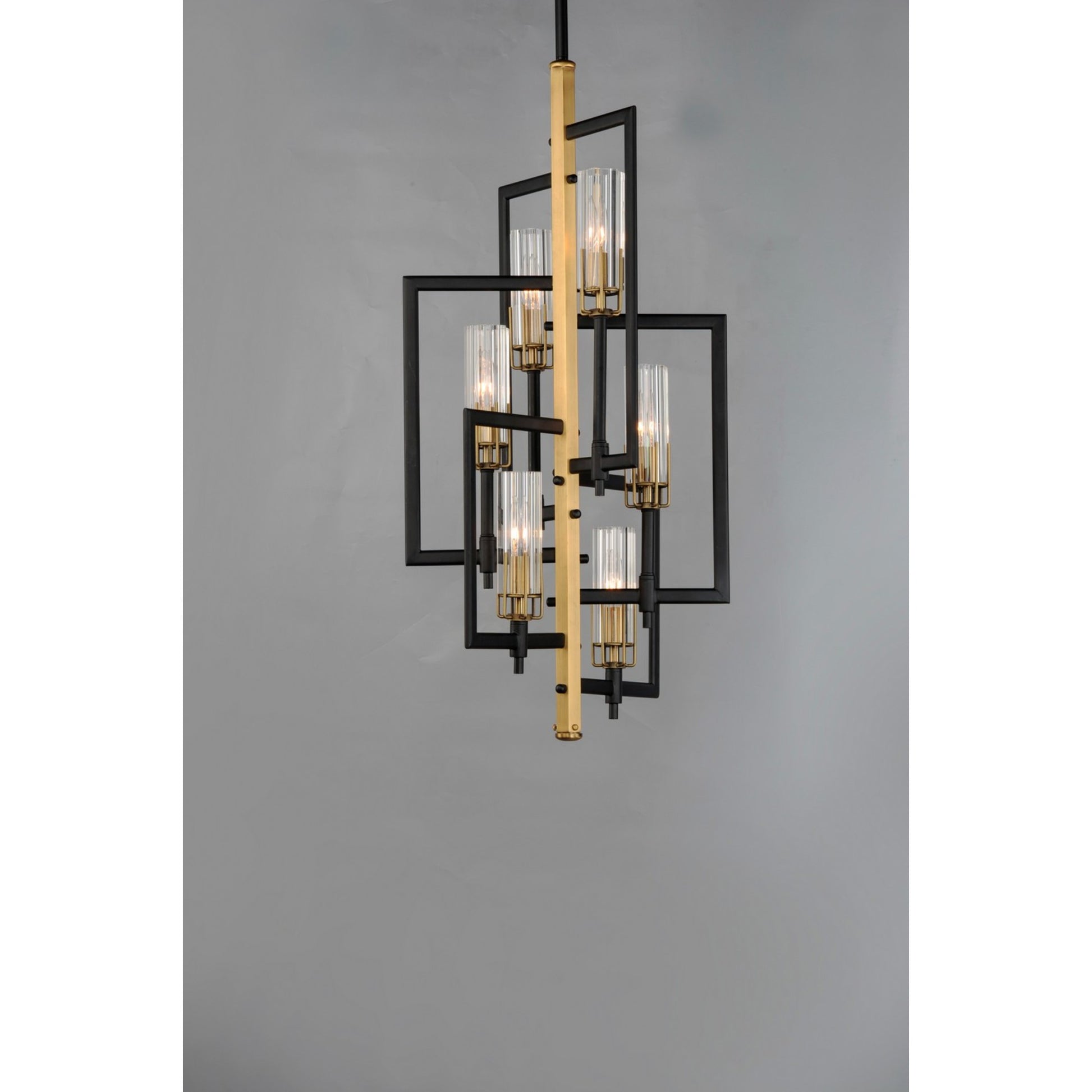 Flambeau 34" 6-Light Chandelier, Black & Antique Brass Finish - Bees Lighting