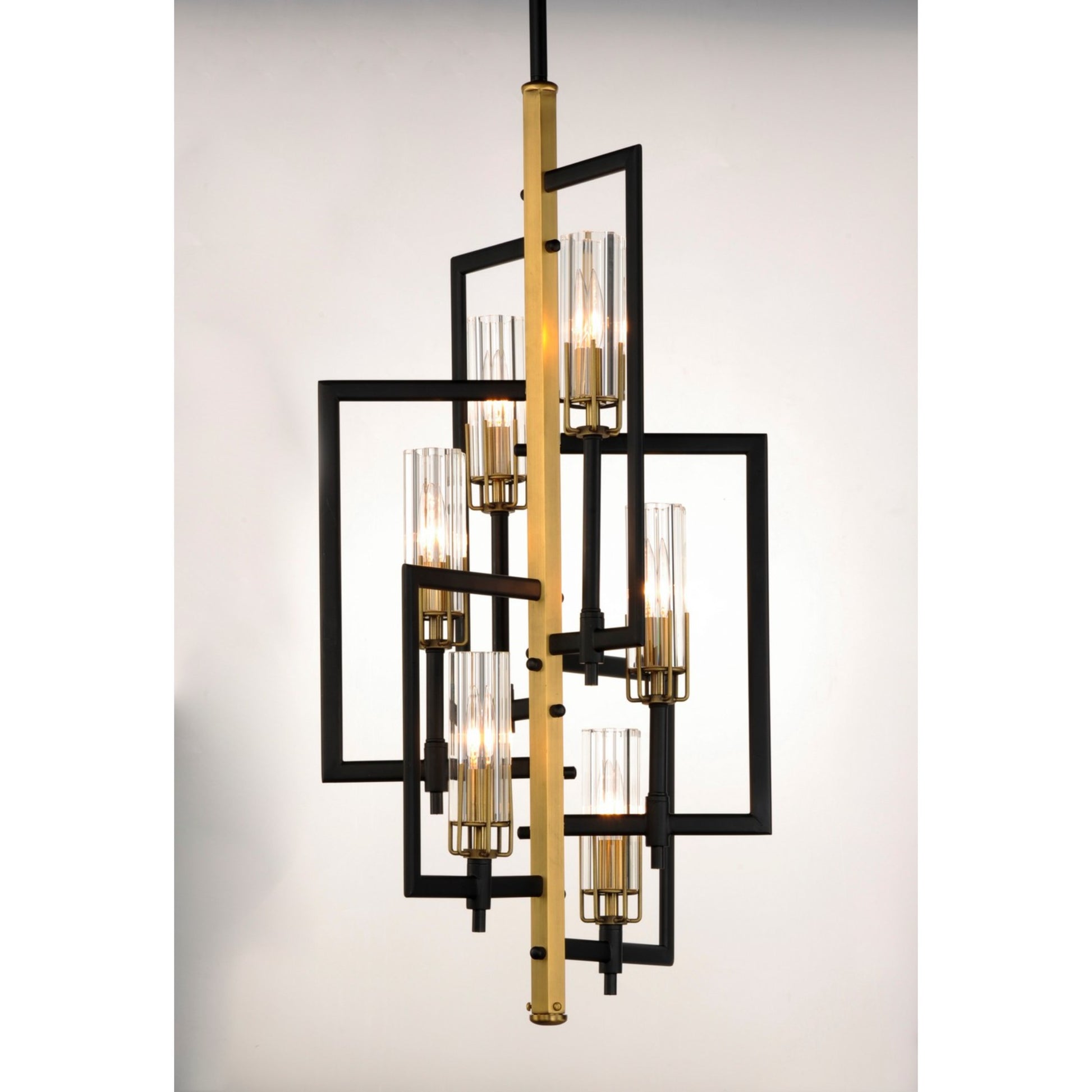 Flambeau 34" 6-Light Chandelier, Black & Antique Brass Finish - Bees Lighting