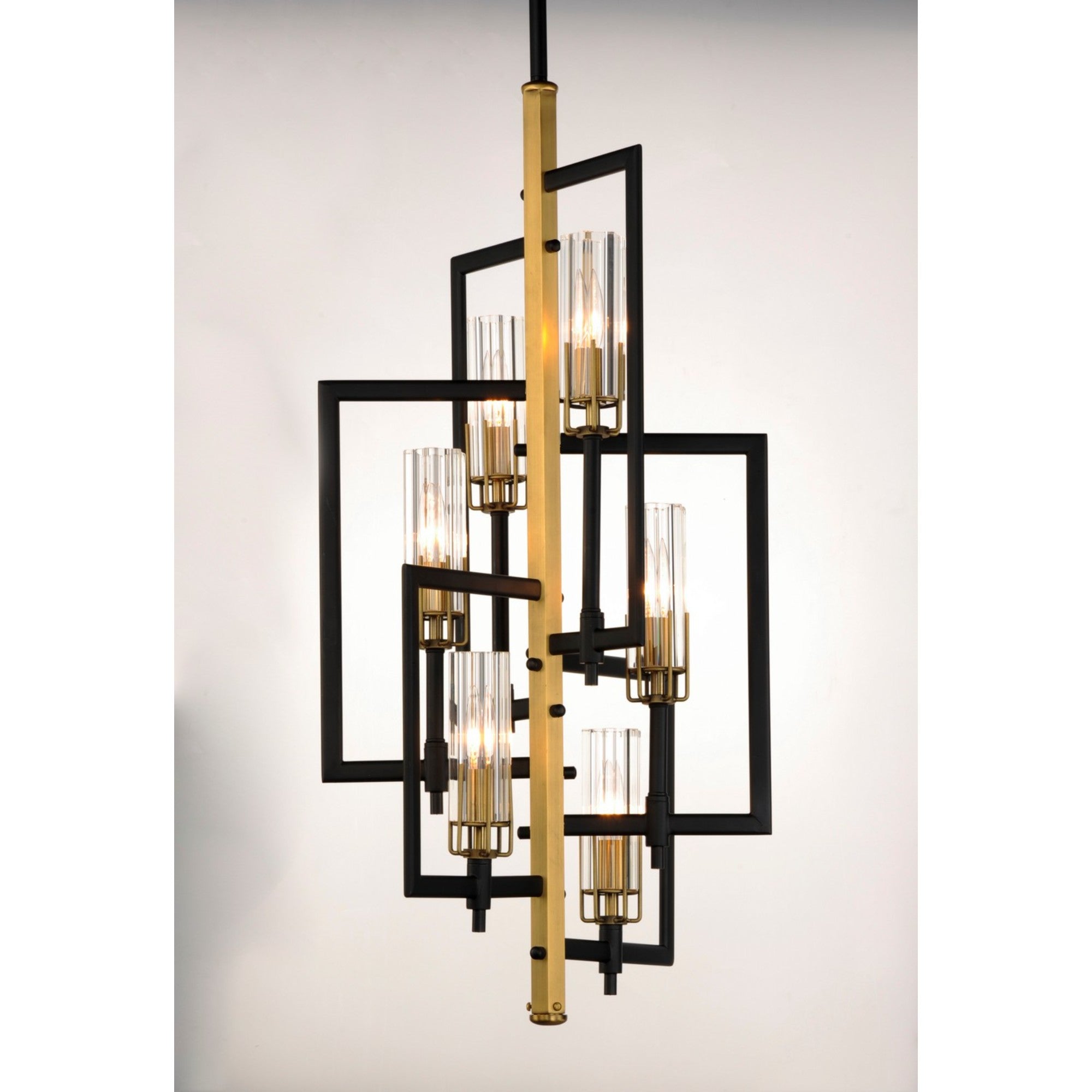 Flambeau 34" 6-Light Chandelier, Black & Antique Brass Finish - Bees Lighting