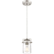 Antebellum 5" Mini Pendant, Brushed Nickel / Clear Glass Finish - Bees Lighting