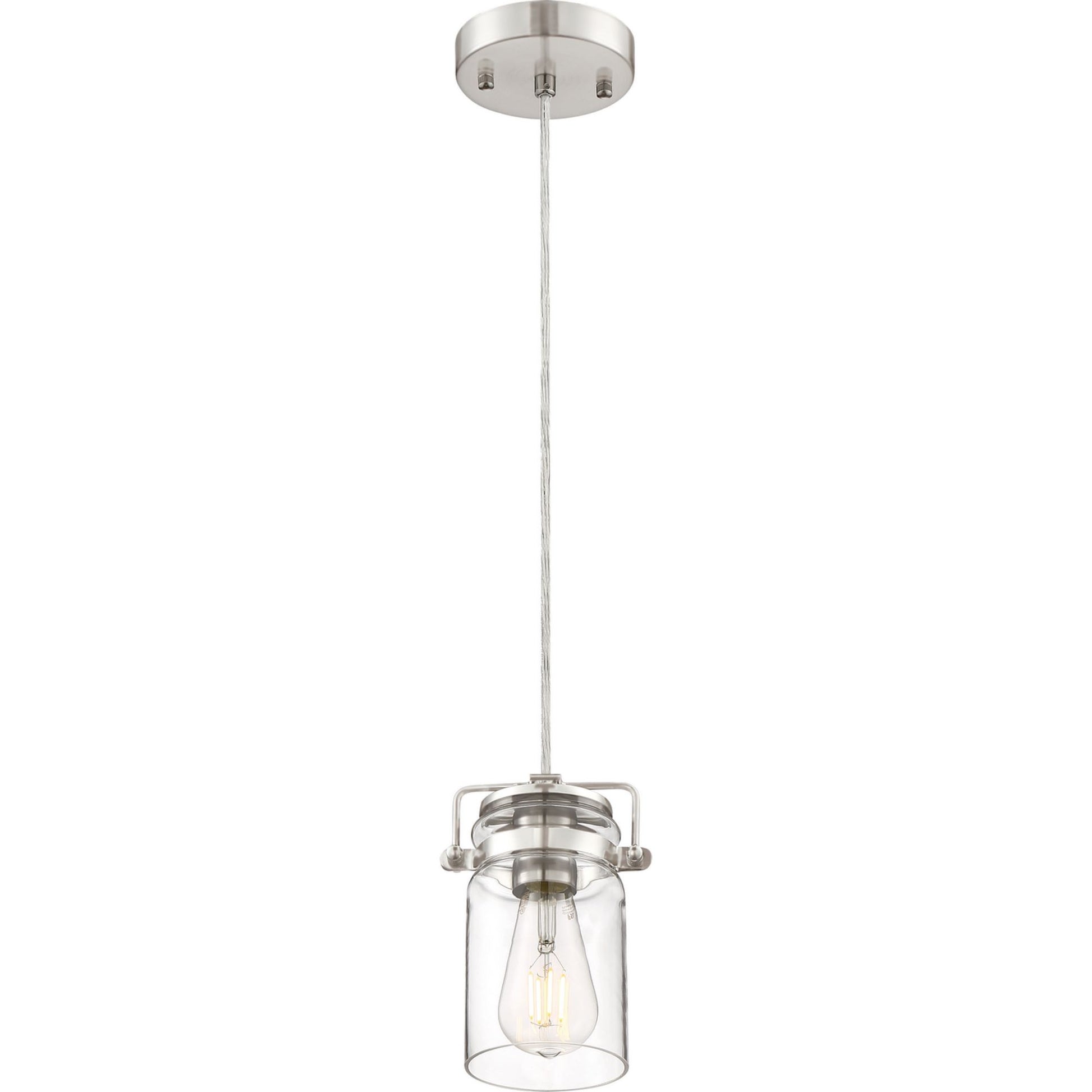 Antebellum 5" Mini Pendant, Brushed Nickel / Clear Glass Finish - Bees Lighting