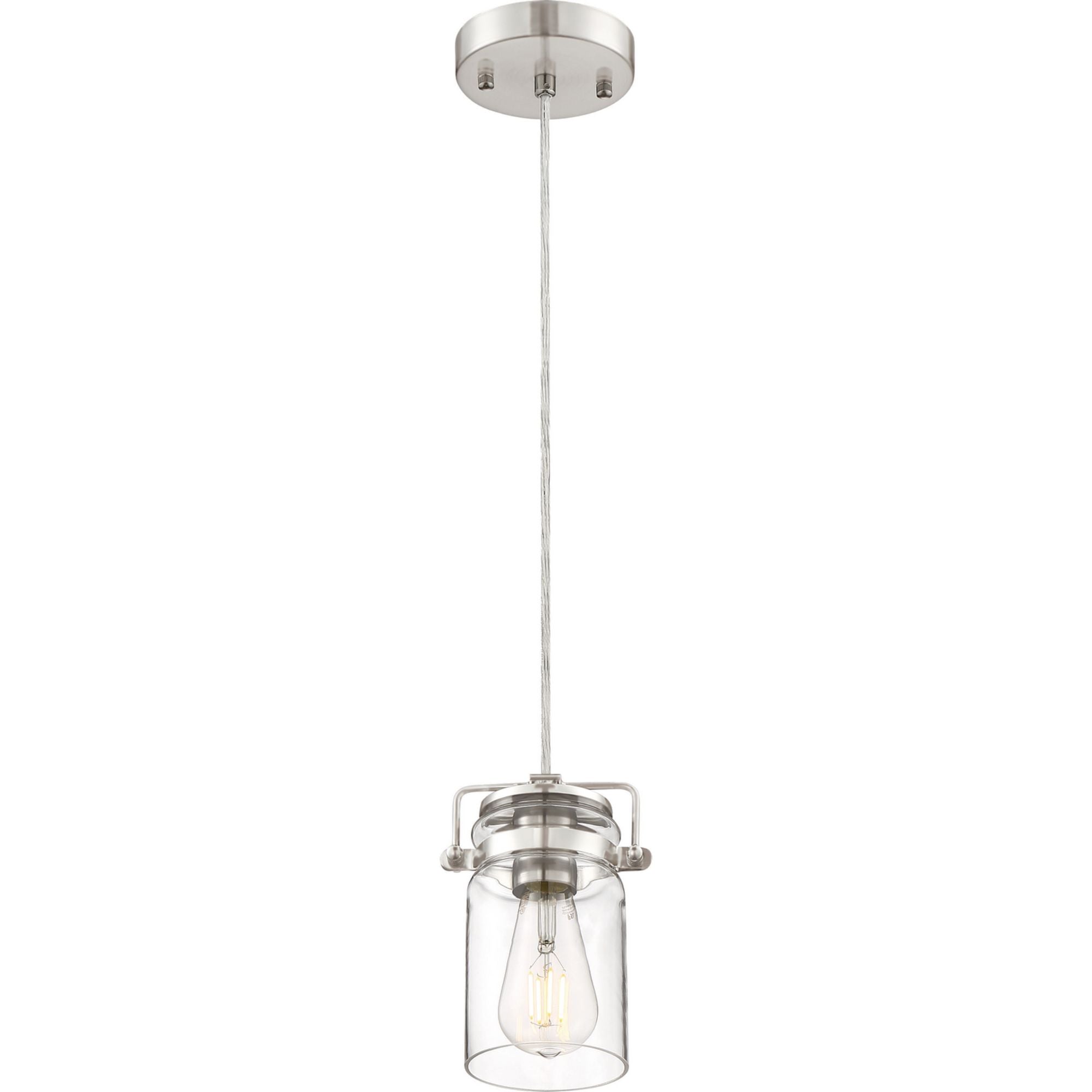 Antebellum 5" Mini Pendant, Brushed Nickel / Clear Glass Finish - Bees Lighting