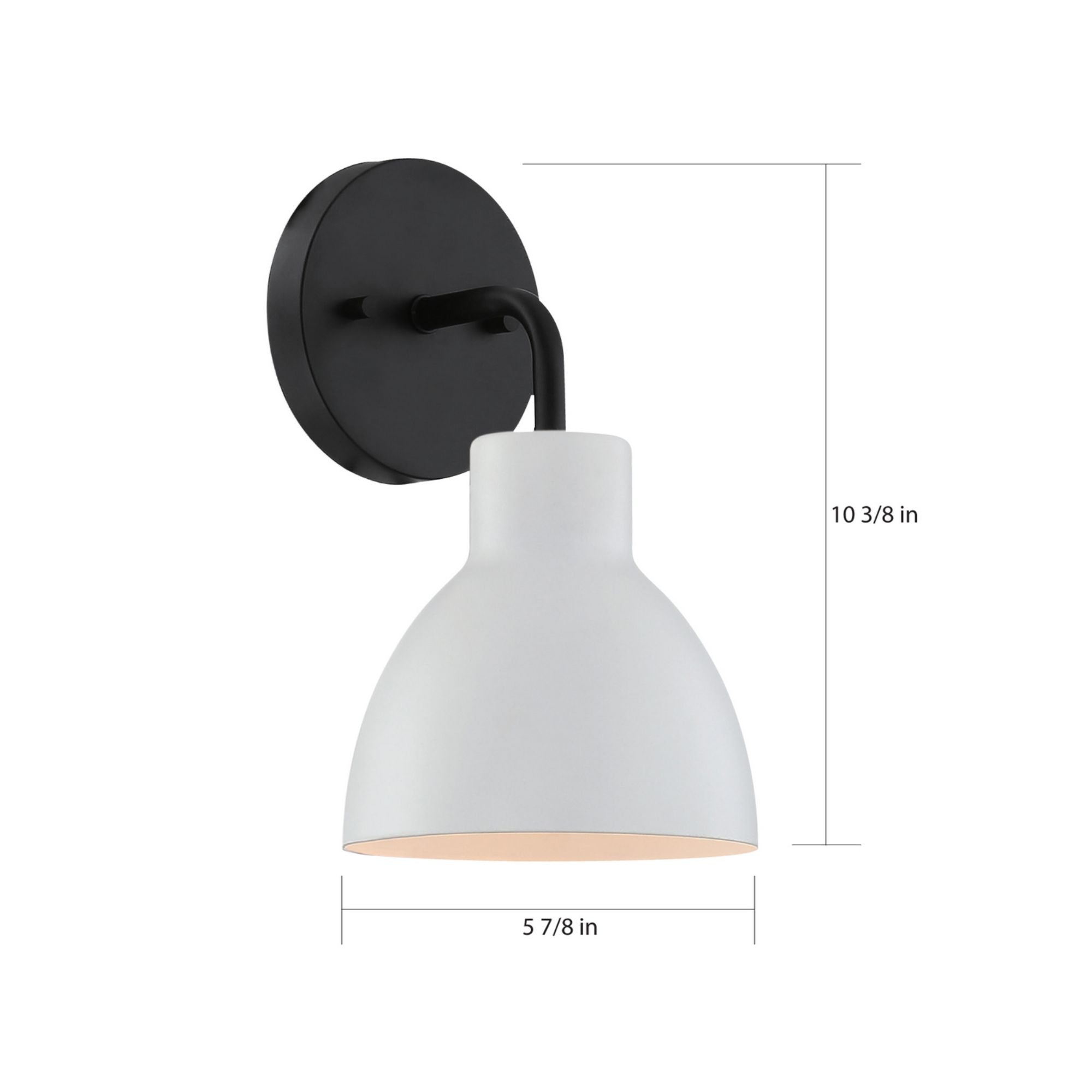 Sloan 10" Armed Sconce, Black and White Finish - Bees Lighting