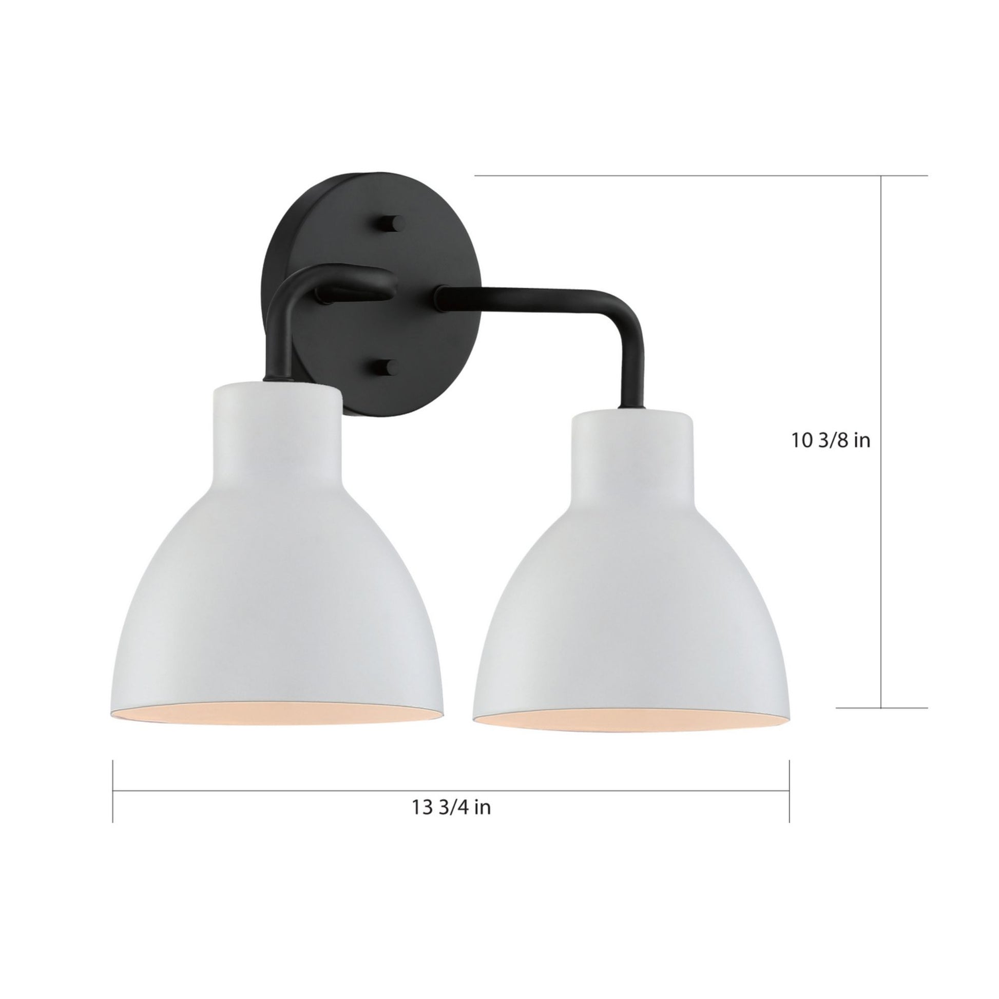 Sloan 14" 2 Lights Vanity, Black and White Finish - Bees Lighting