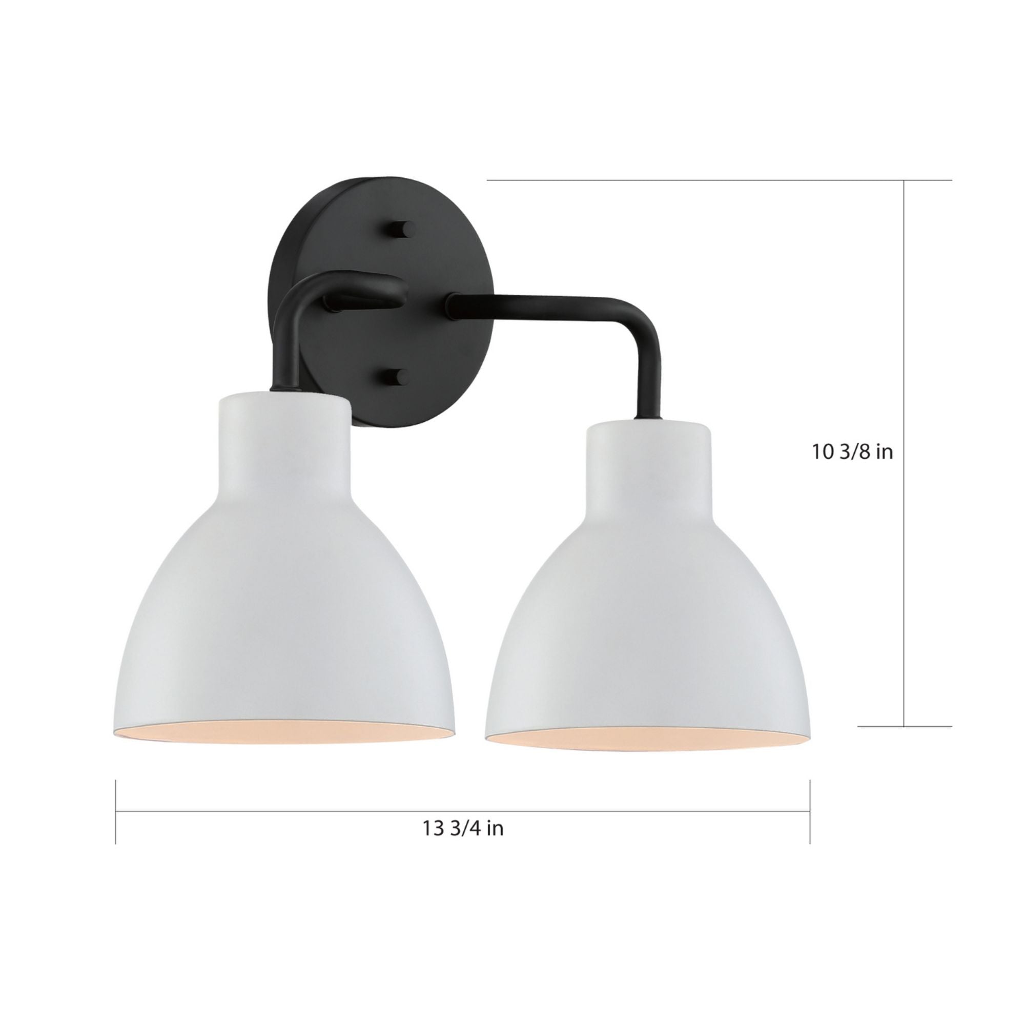 Sloan 14" 2 Lights Vanity, Black and White Finish - Bees Lighting