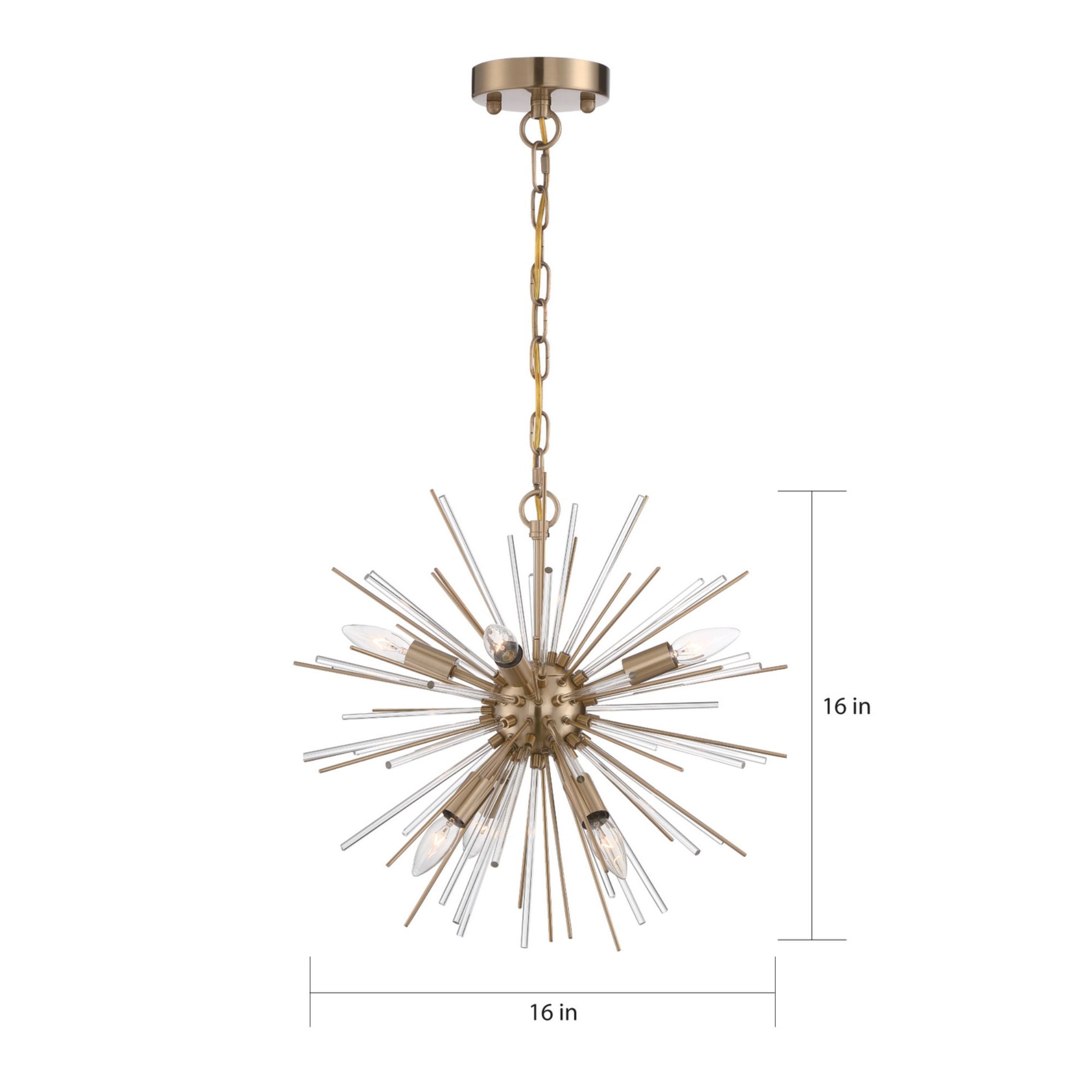 Cirrus 16" 6 Lights Chandelier, Brass Finish - Bees Lighting