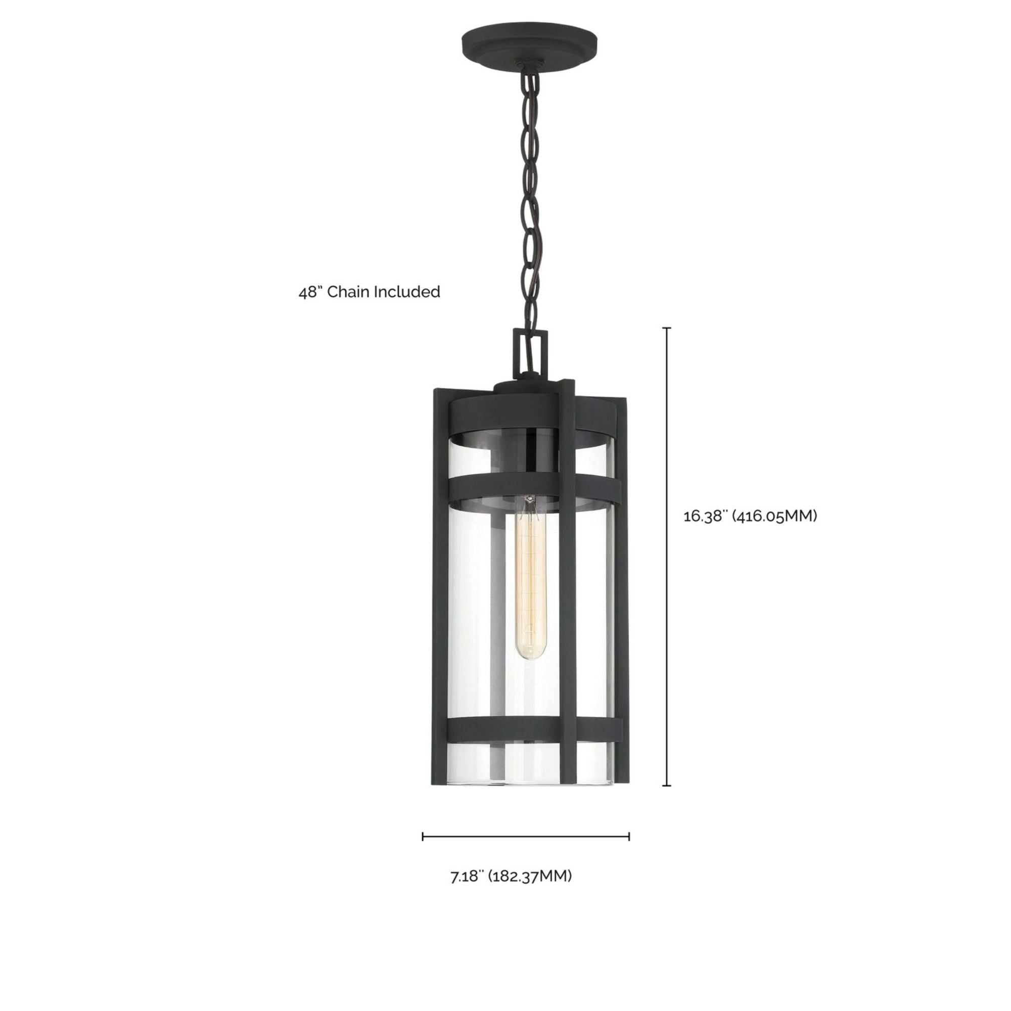 TofIno 16" Outdoor Hanging Lantern, Black finish - Bees Lighting