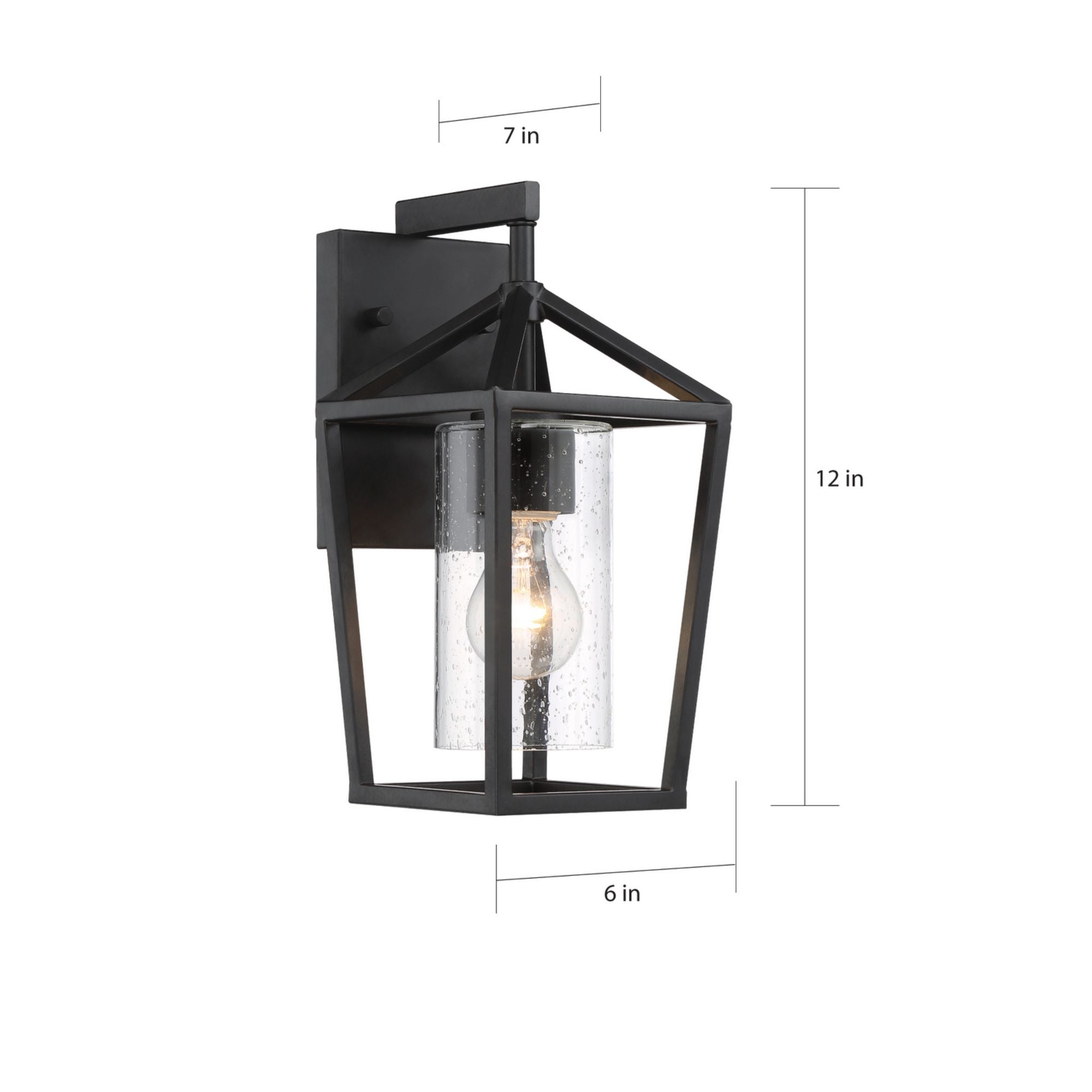 Hopewell 12" Outdoor Wall Light, Black Finish - Bees Lighting