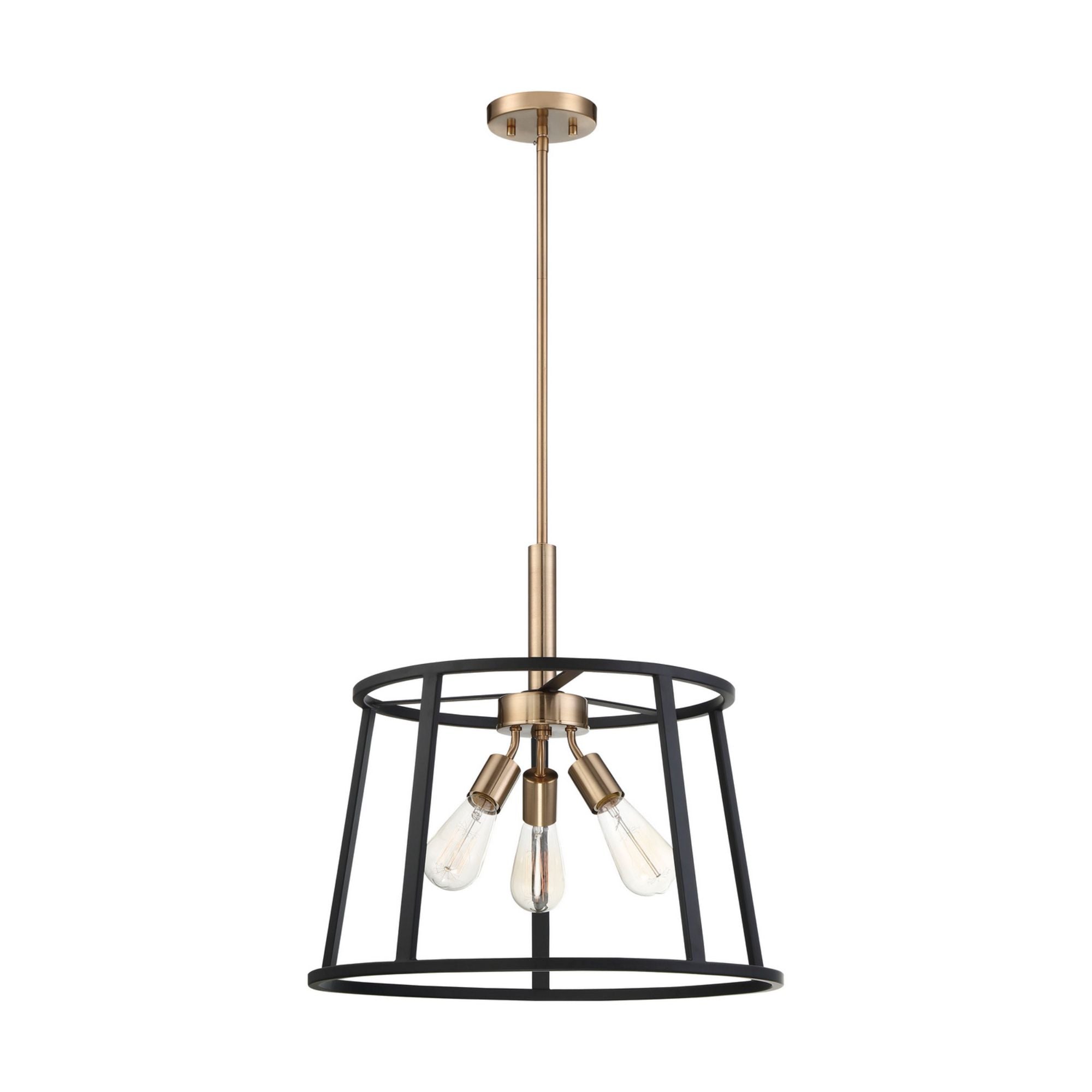 Chassis 20 in. 3 Lights Pendant Light Brass Finish