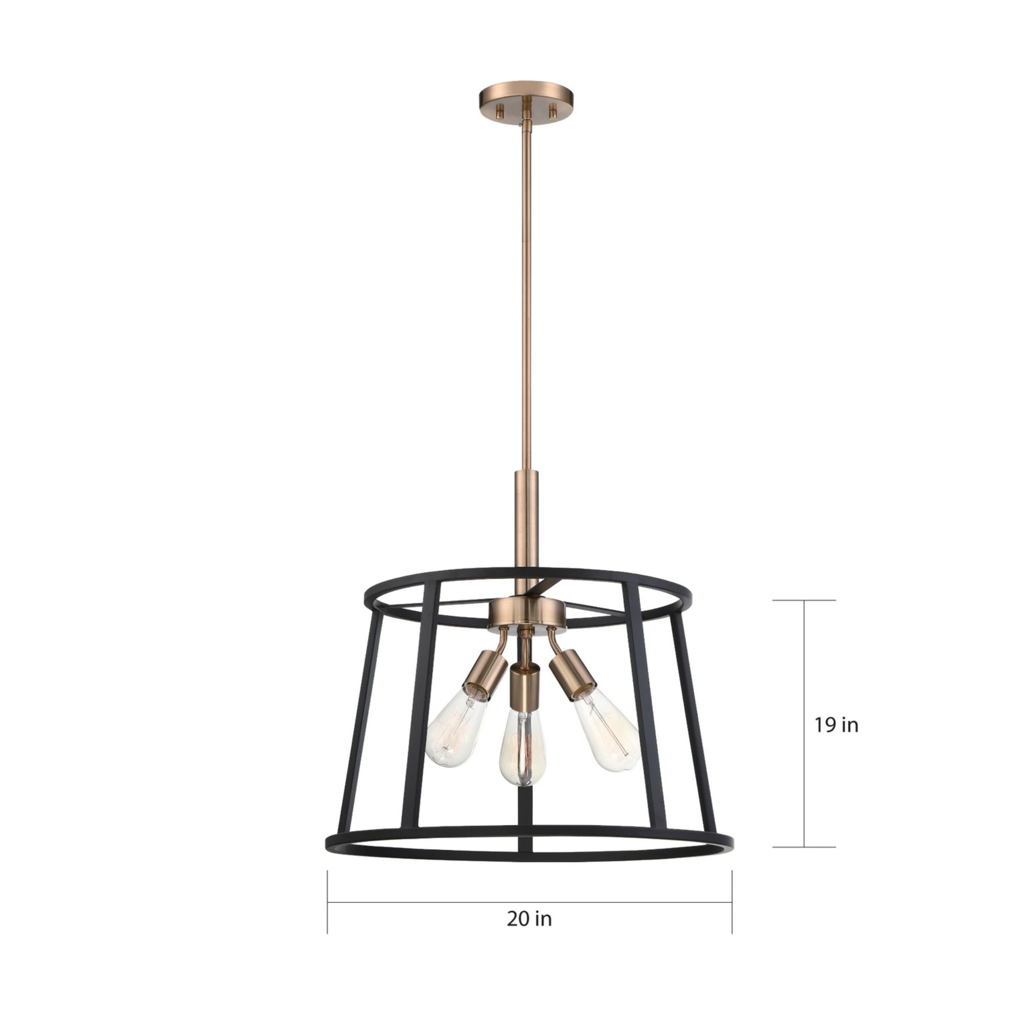 Chassis 20" 3 Lights Pendant, Brass Finish - Bees Lighting