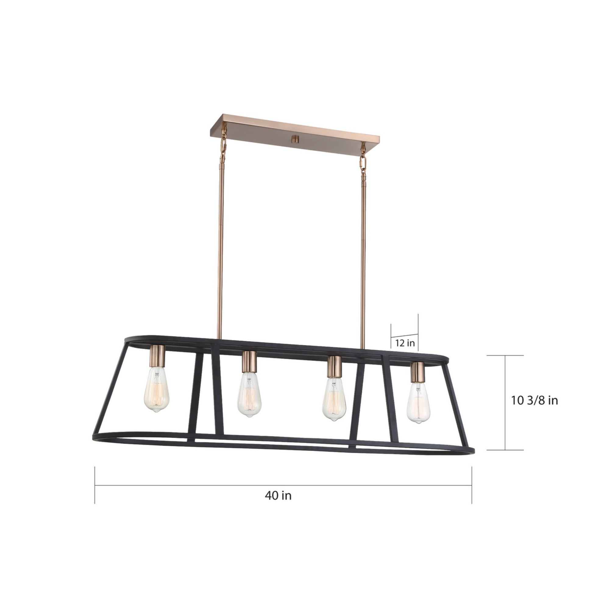 Chassis 40" 4 Lights Pendant, Brass Finish - Bees Lighting