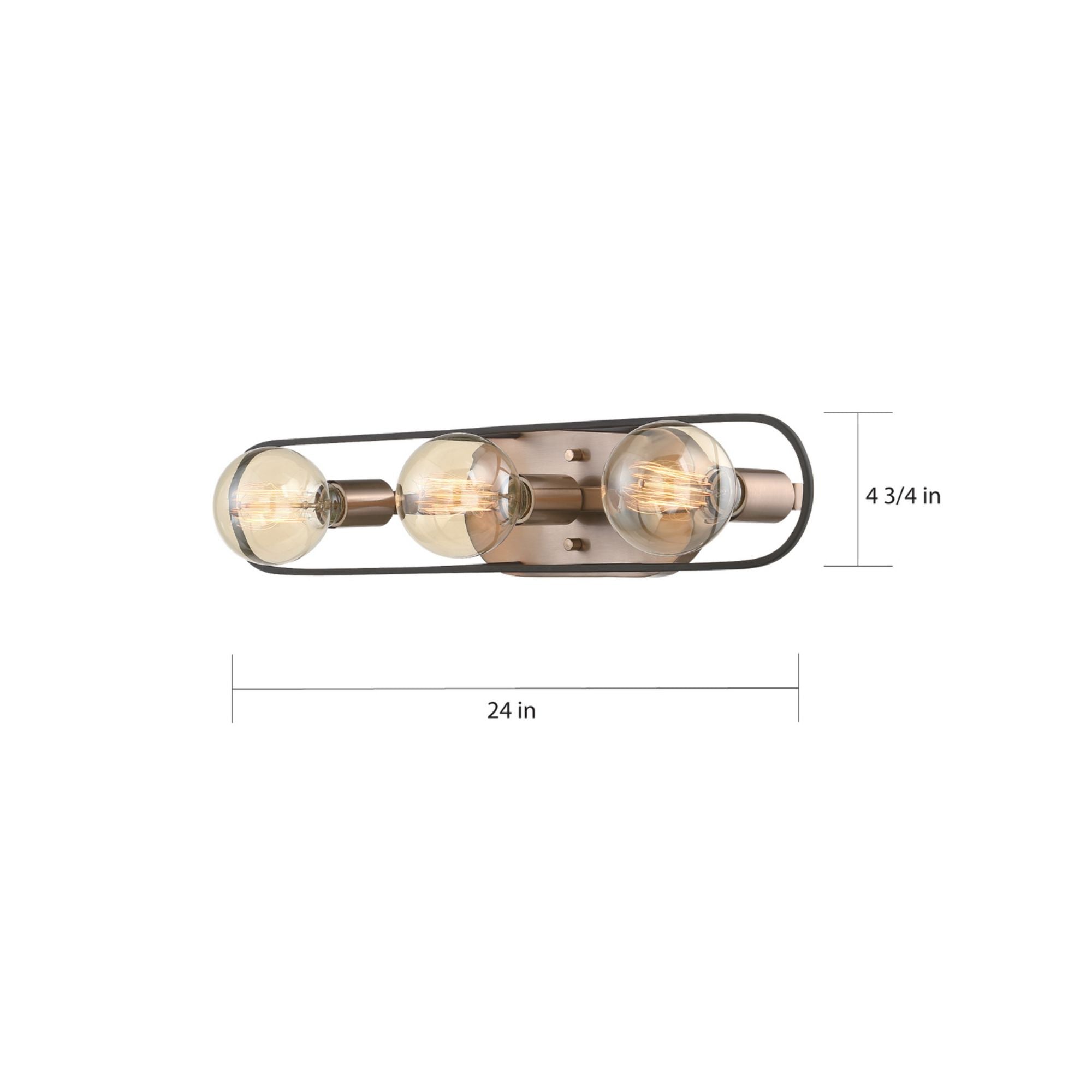 Chassis 24" 3 Lights Bath Vanity, Copper Finish - Bees Lighting