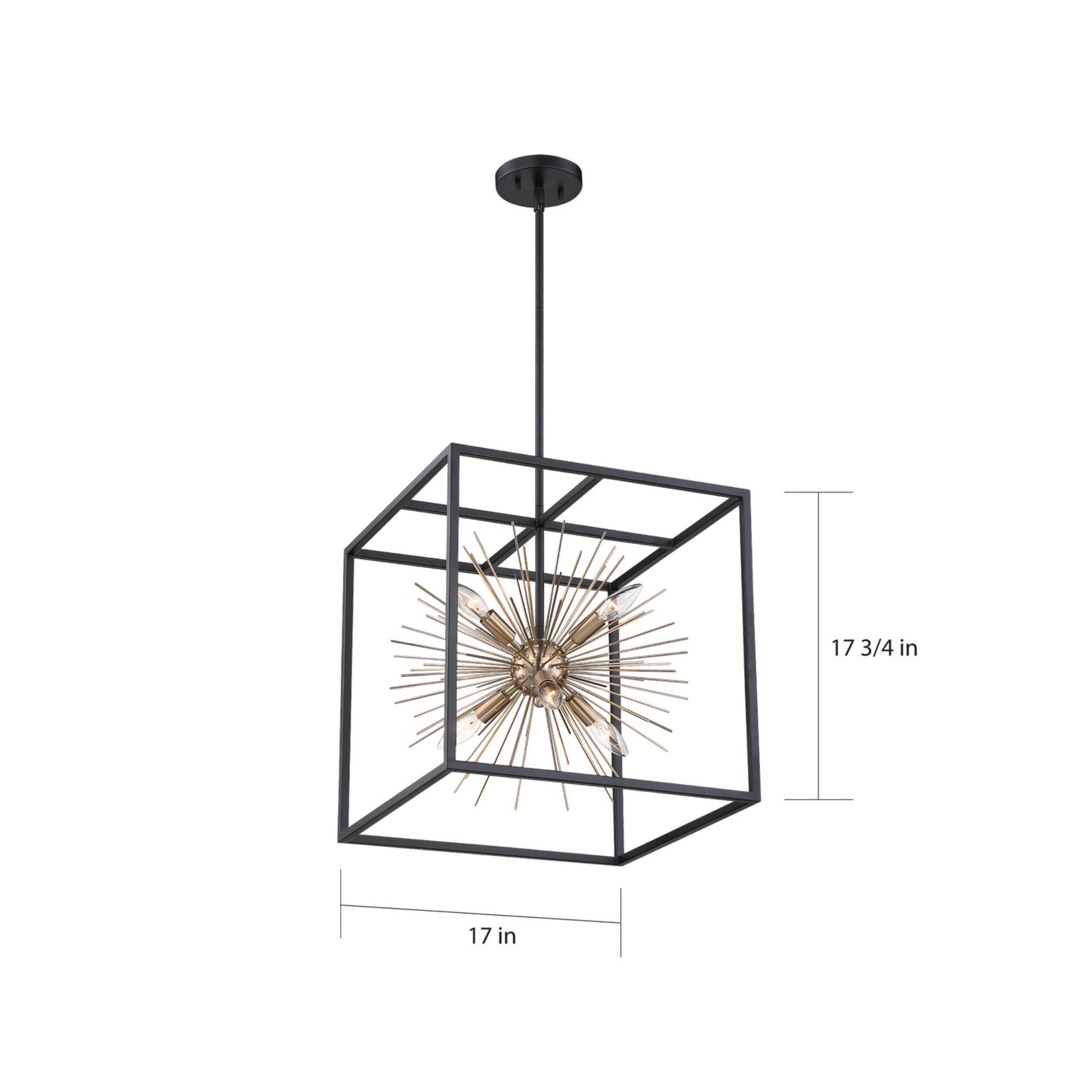 Spirefly 17" 6 Lights Pendant, Black Finish - Bees Lighting