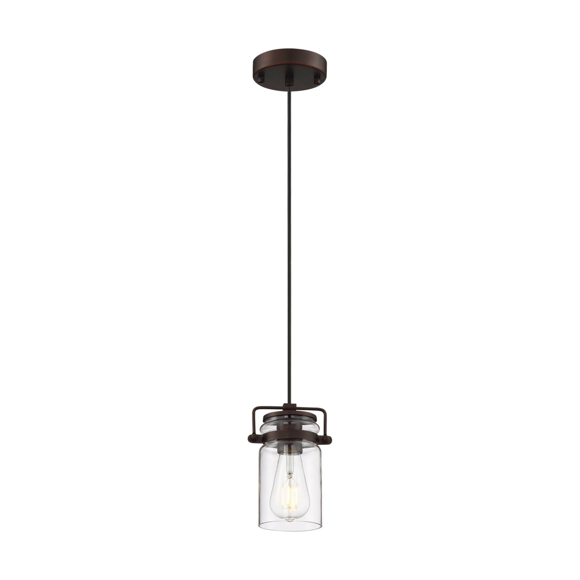 Antebellum 5" Mini Pendant, Mahogany Bronze / Clear Glass Finish - Bees Lighting
