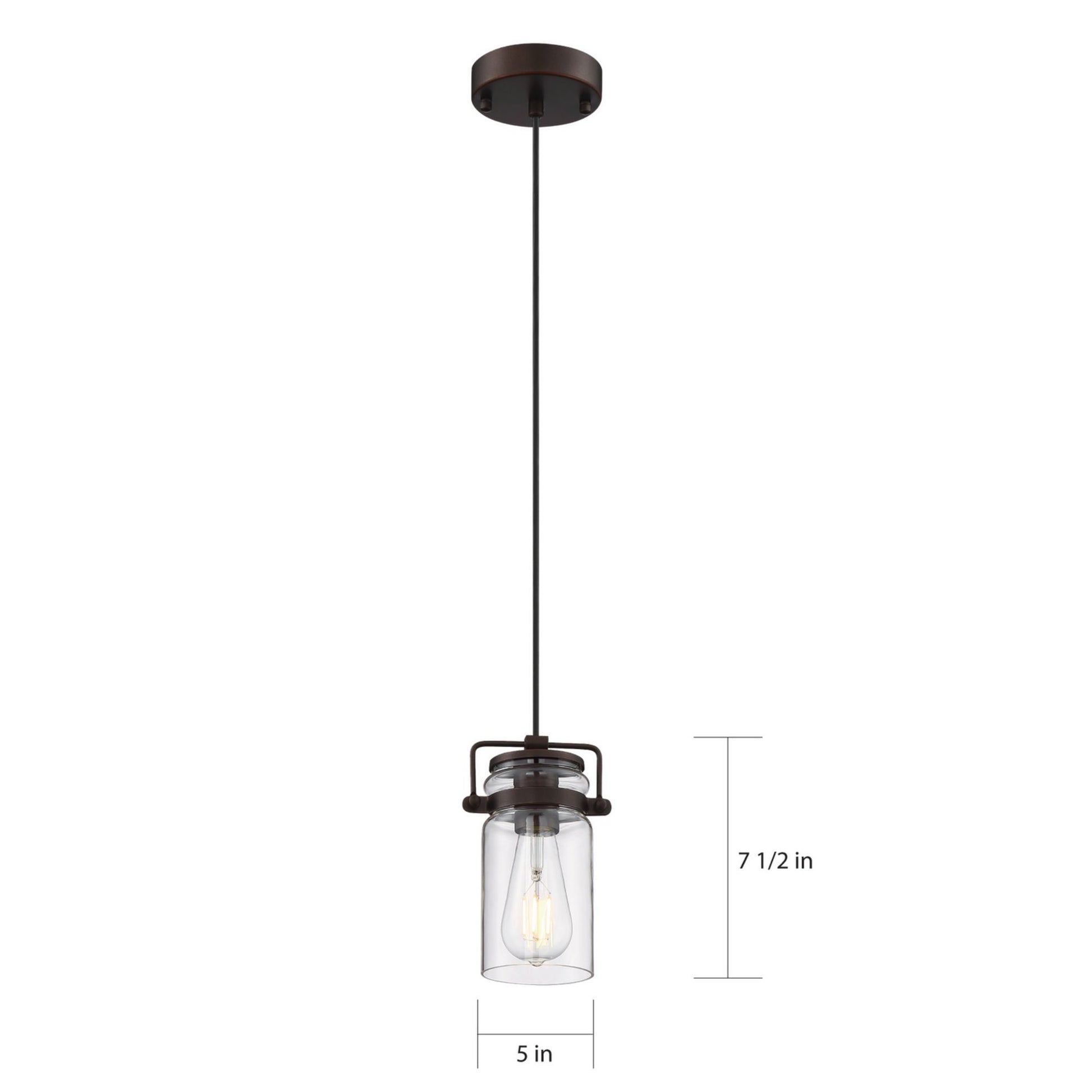 Antebellum 5" Mini Pendant, Mahogany Bronze / Clear Glass Finish - Bees Lighting