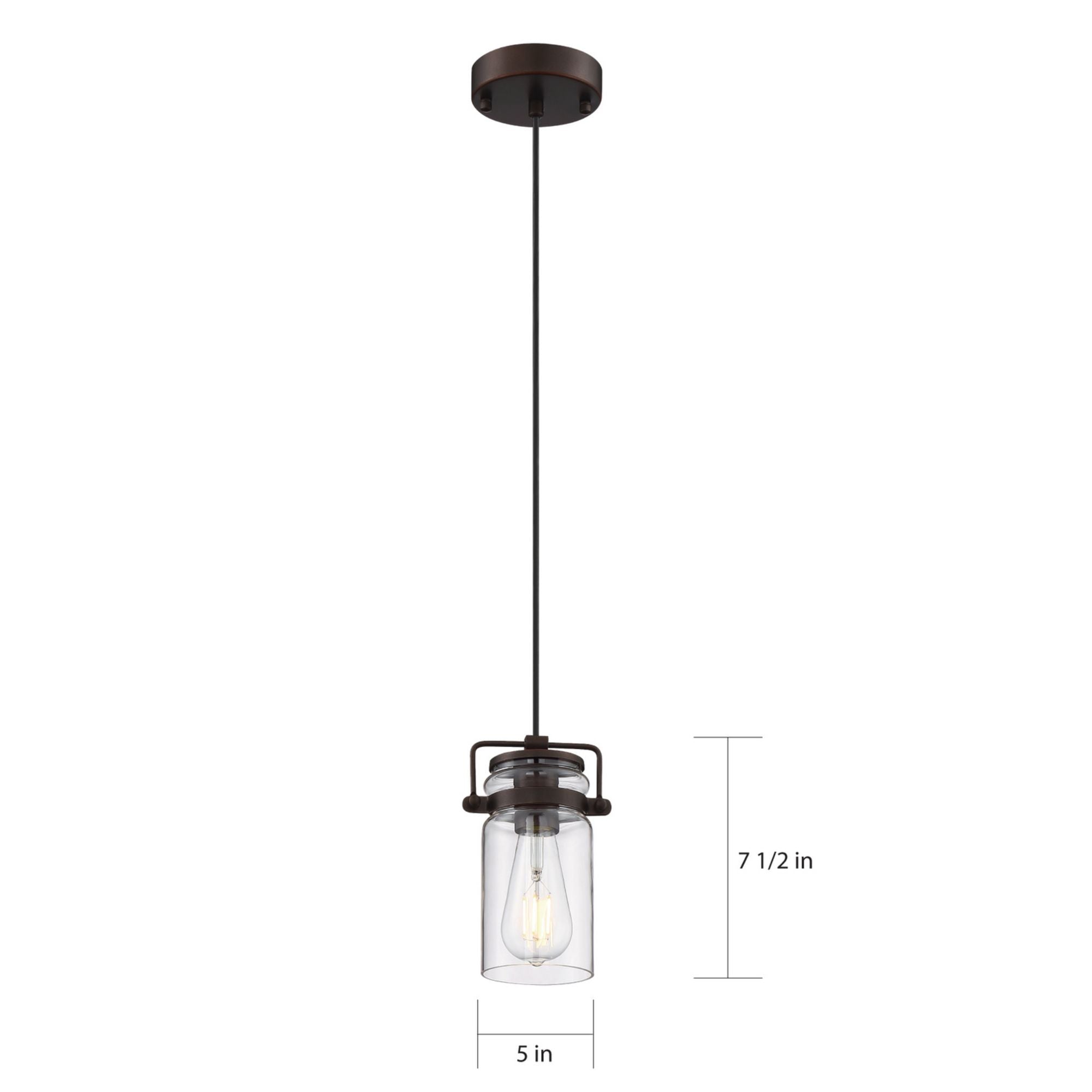 Antebellum 5" Mini Pendant, Mahogany Bronze / Clear Glass Finish - Bees Lighting