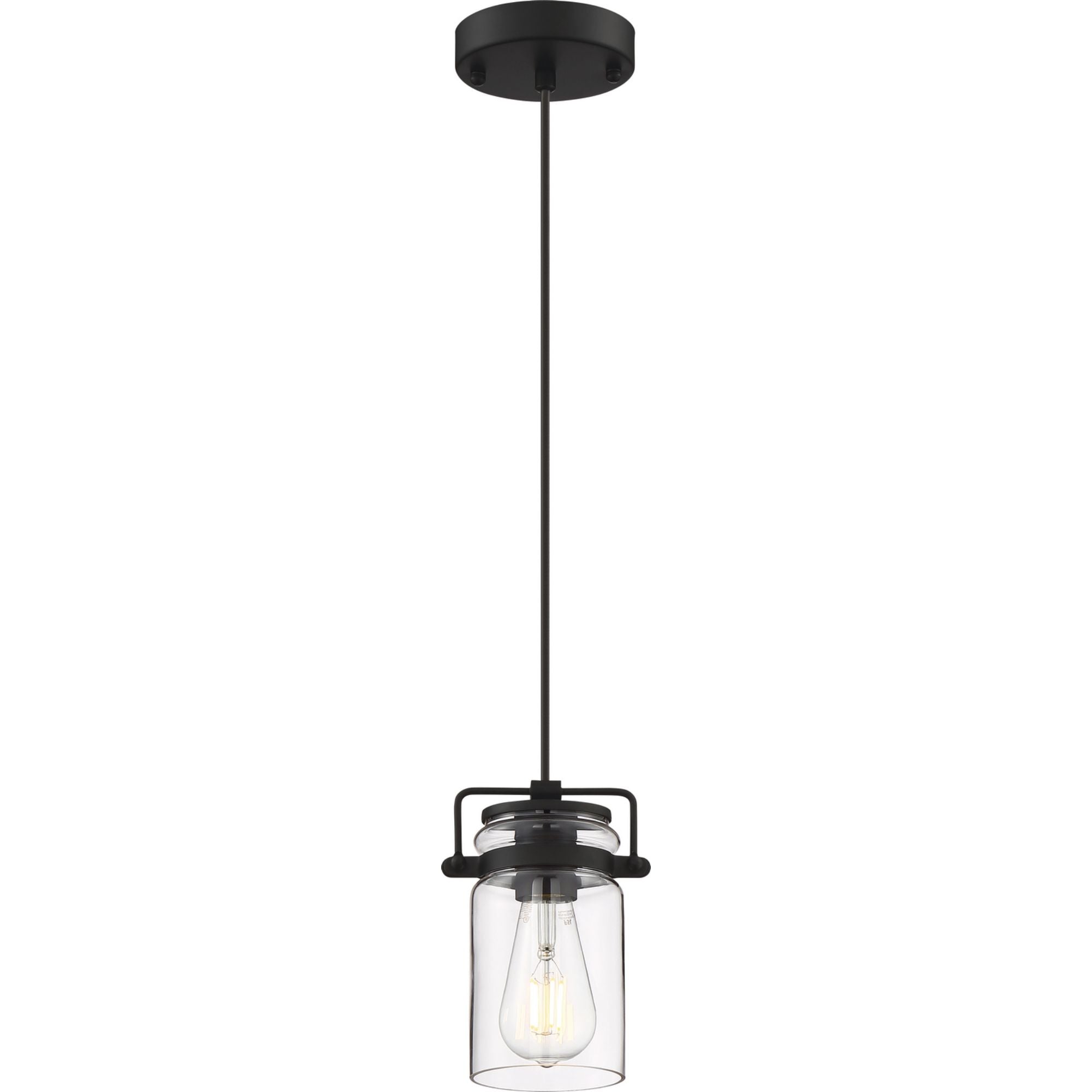 Antebellum 5" Mini Pendant, Matte Black / Clear Glass Finish