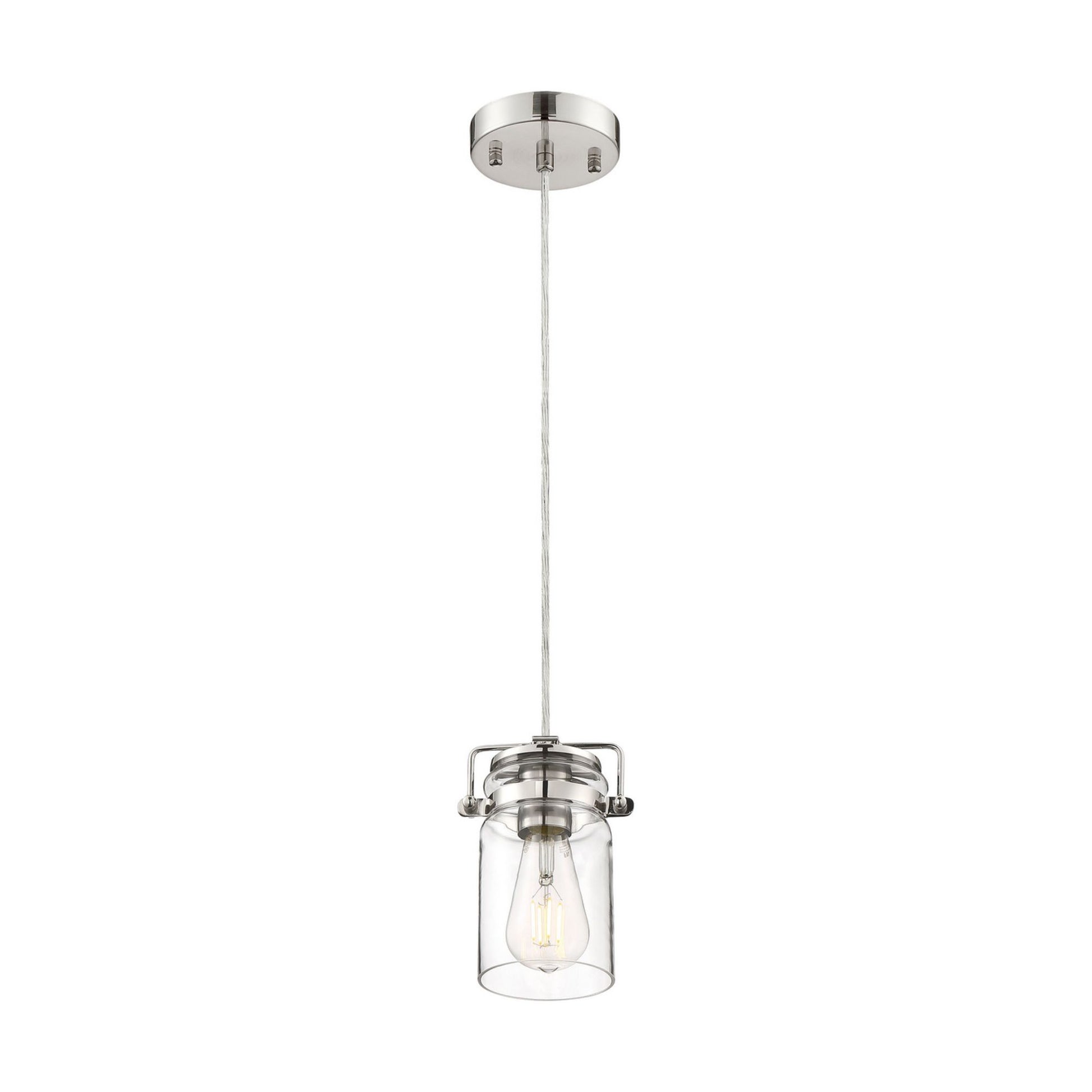 Antebellum 5" Mini Pendant, Polished Nickel / Clear Glass Finish - Bees Lighting