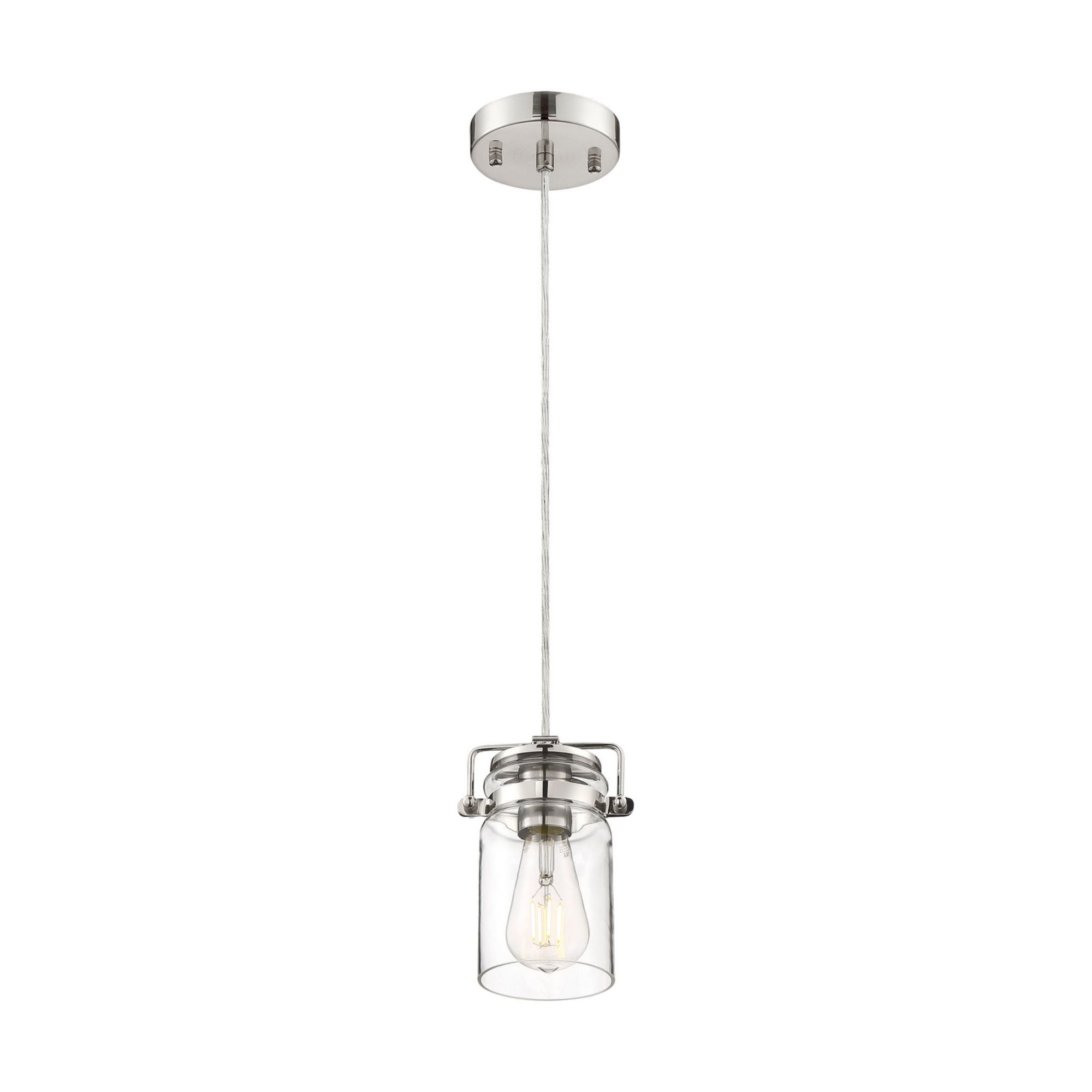 Antebellum 5" Mini Pendant, Polished Nickel / Clear Glass Finish - Bees Lighting