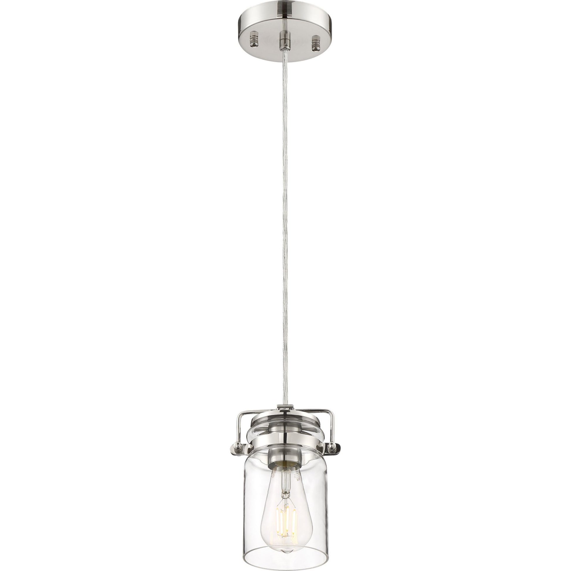 Antebellum 5" Mini Pendant, Polished Nickel / Clear Glass Finish - Bees Lighting