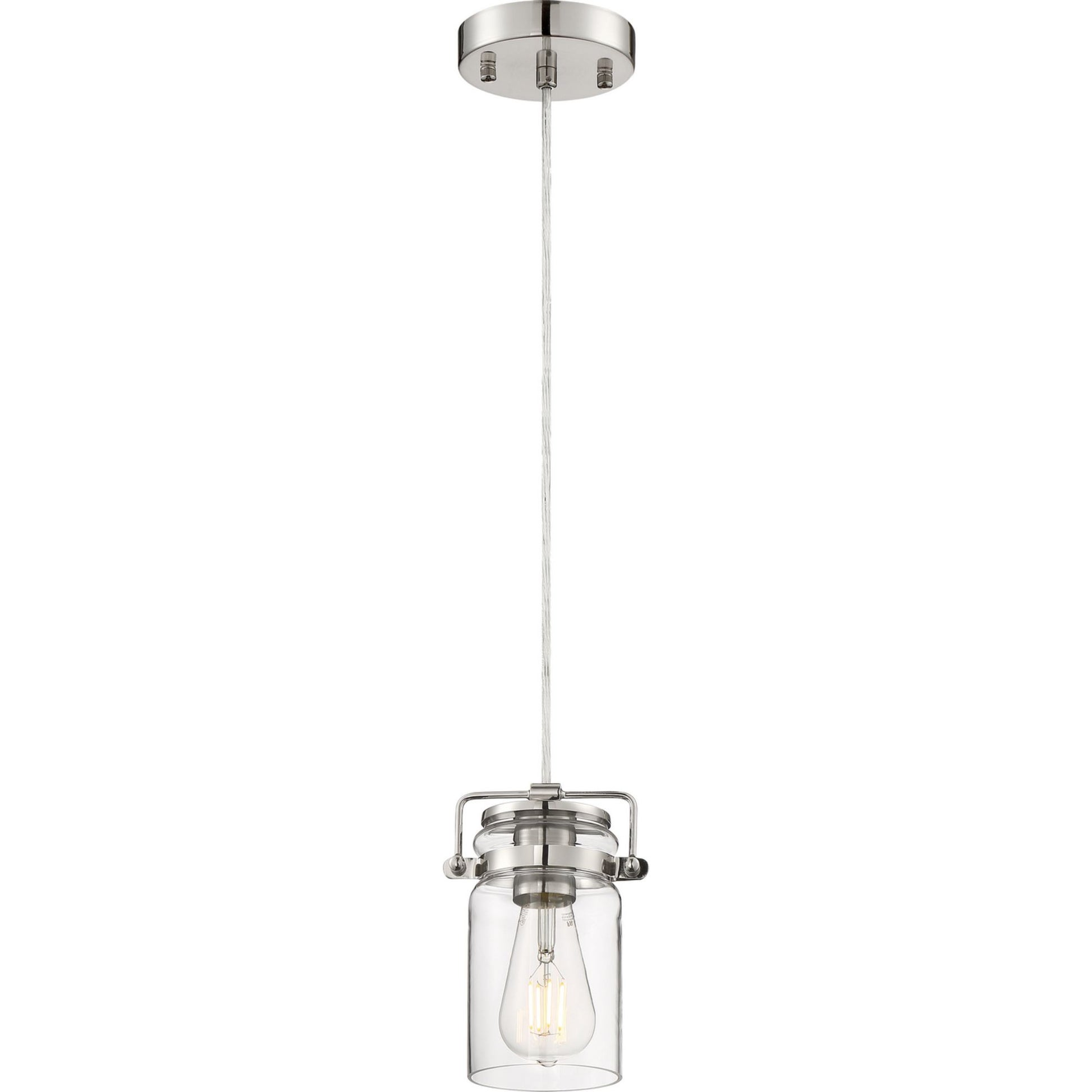 Antebellum 5" Mini Pendant, Polished Nickel / Clear Glass Finish - Bees Lighting