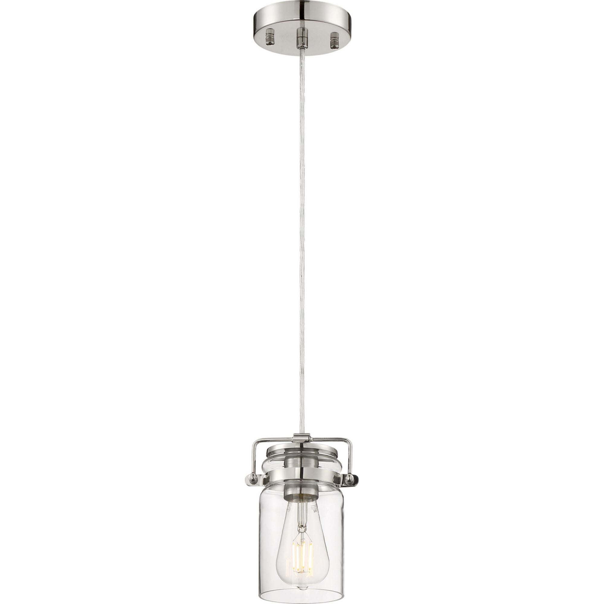 Antebellum 5" Mini Pendant, Polished Nickel / Clear Glass Finish - Bees Lighting