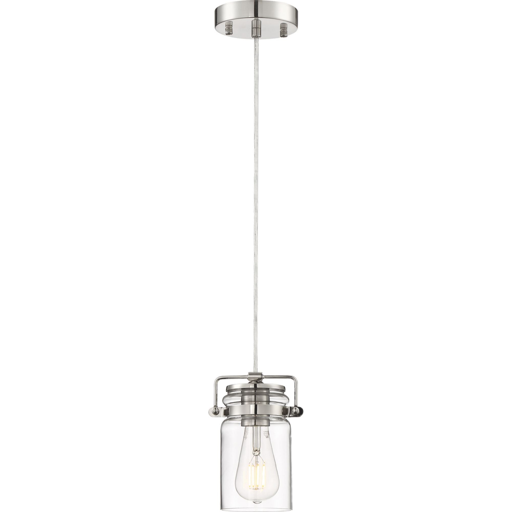 Antebellum 5" Mini Pendant, Polished Nickel / Clear Glass Finish - Bees Lighting