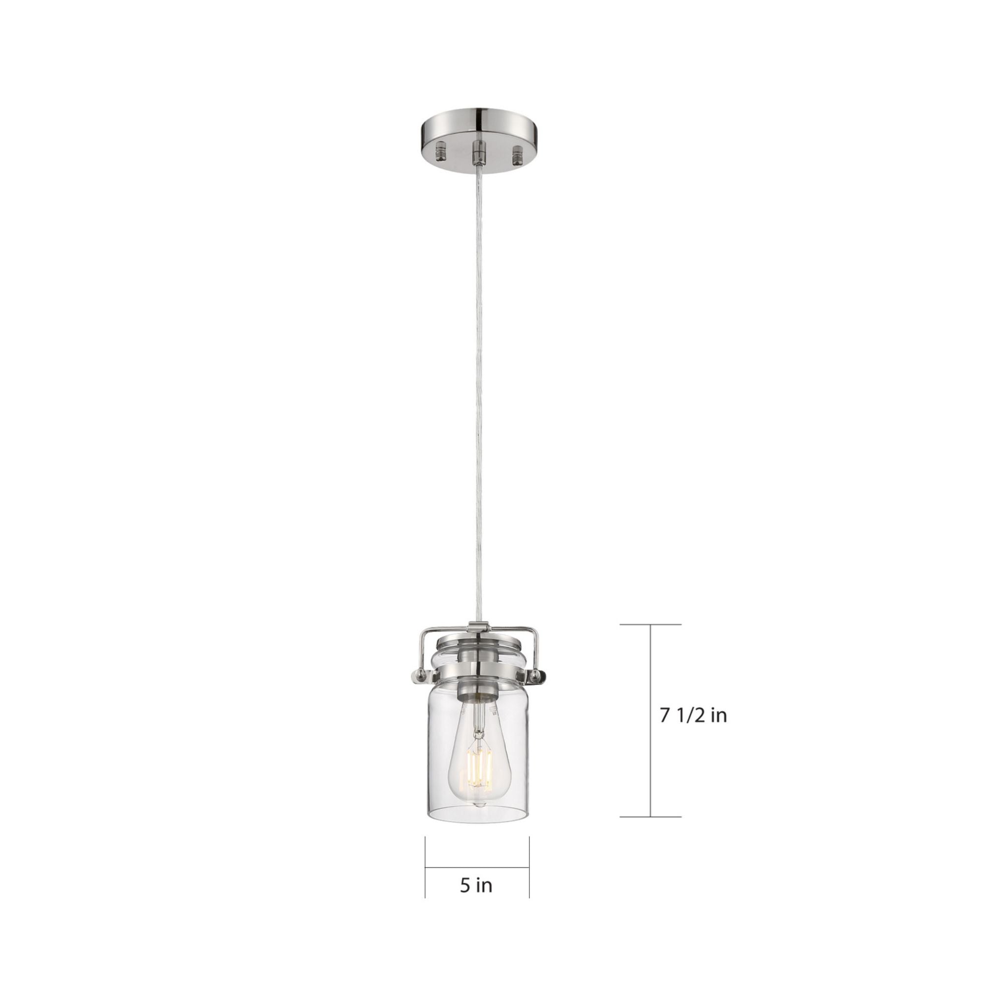 Antebellum 5" Mini Pendant, Polished Nickel / Clear Glass Finish - Bees Lighting