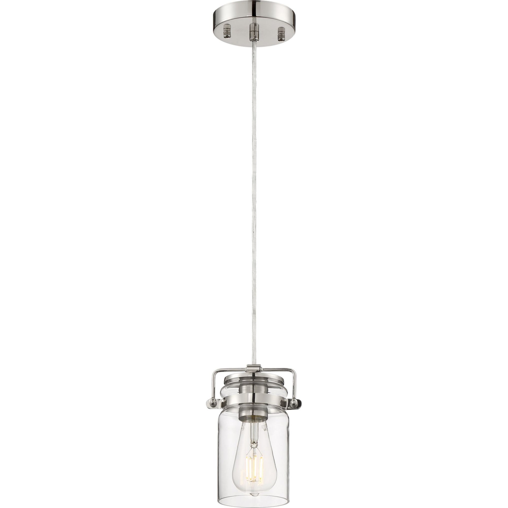 Antebellum 5" Mini Pendant, Polished Nickel / Clear Glass Finish - Bees Lighting