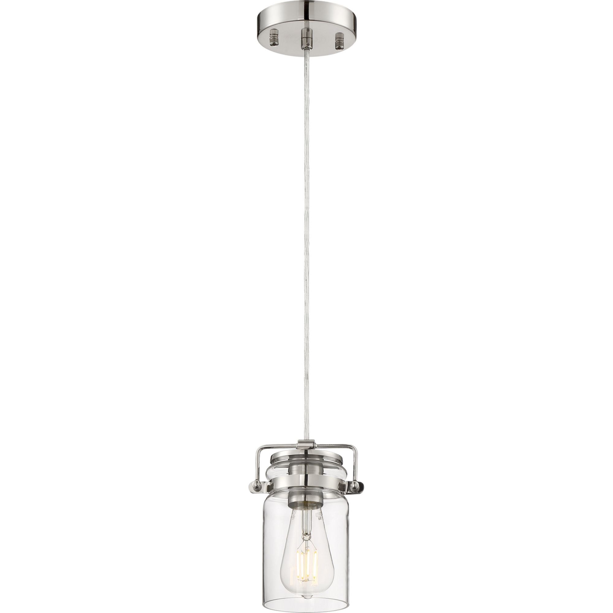 Antebellum 5" Mini Pendant, Polished Nickel / Clear Glass Finish - Bees Lighting
